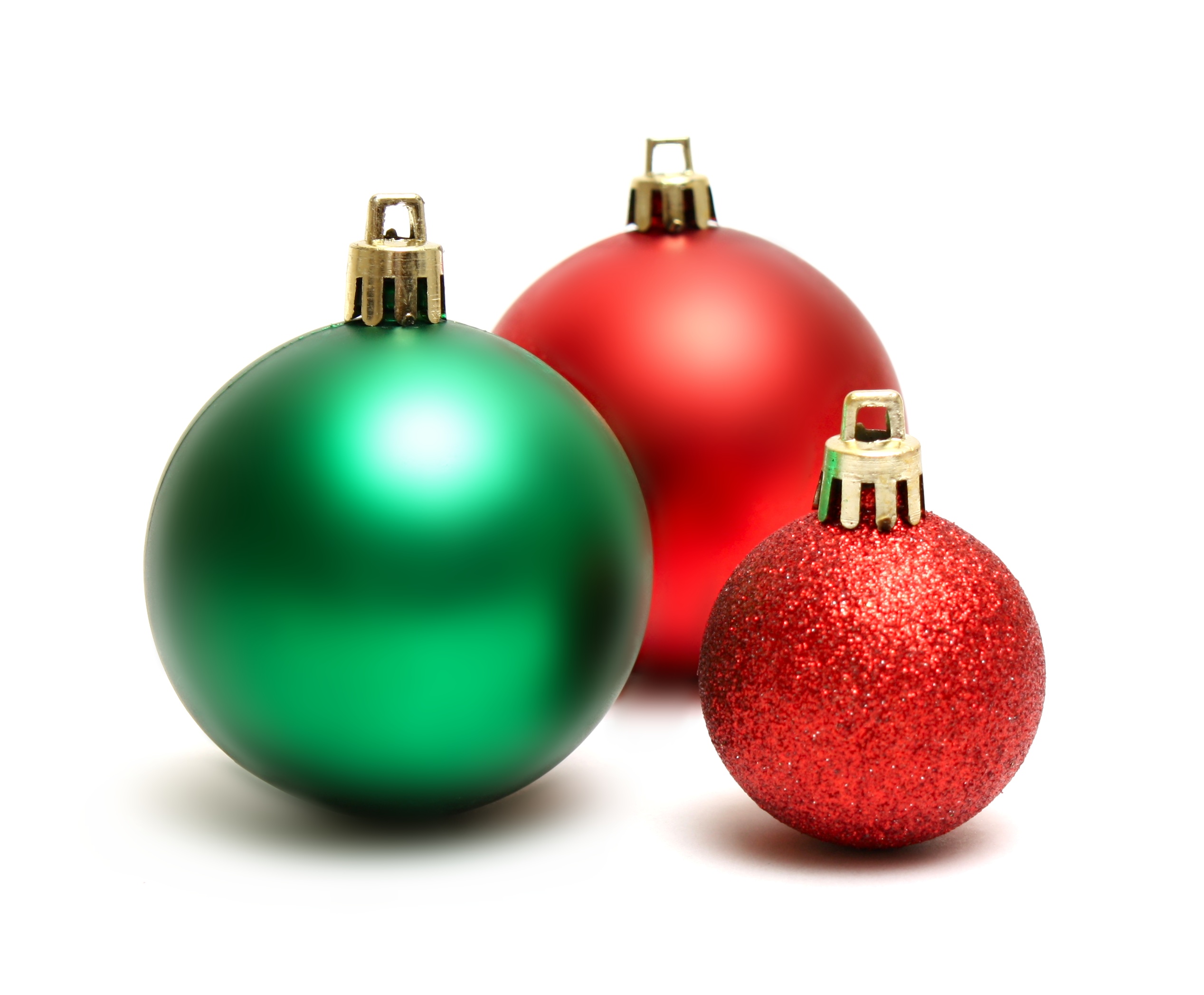 Green and red christmas ornaments photo