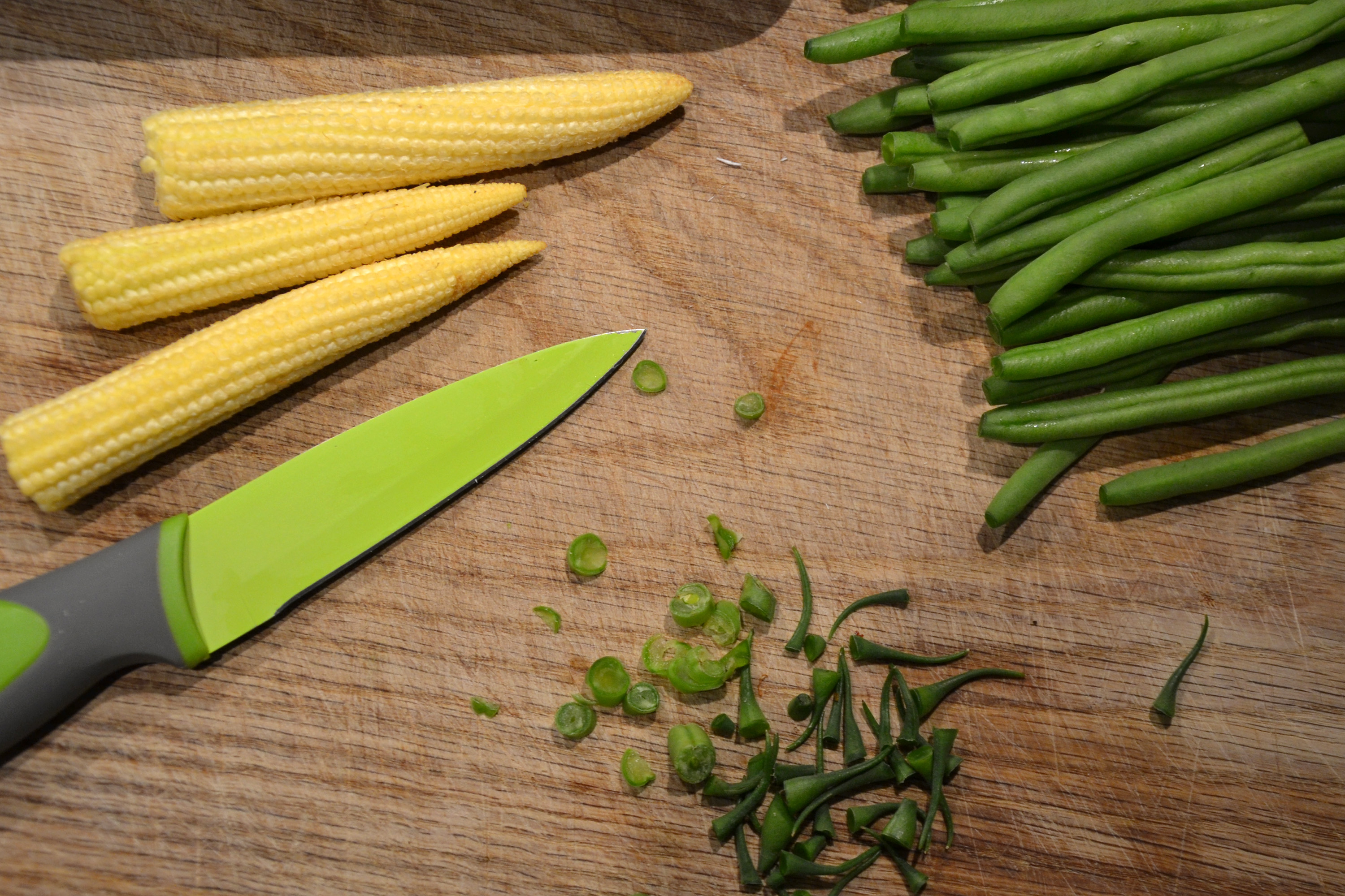 Green beans and baby corns photo