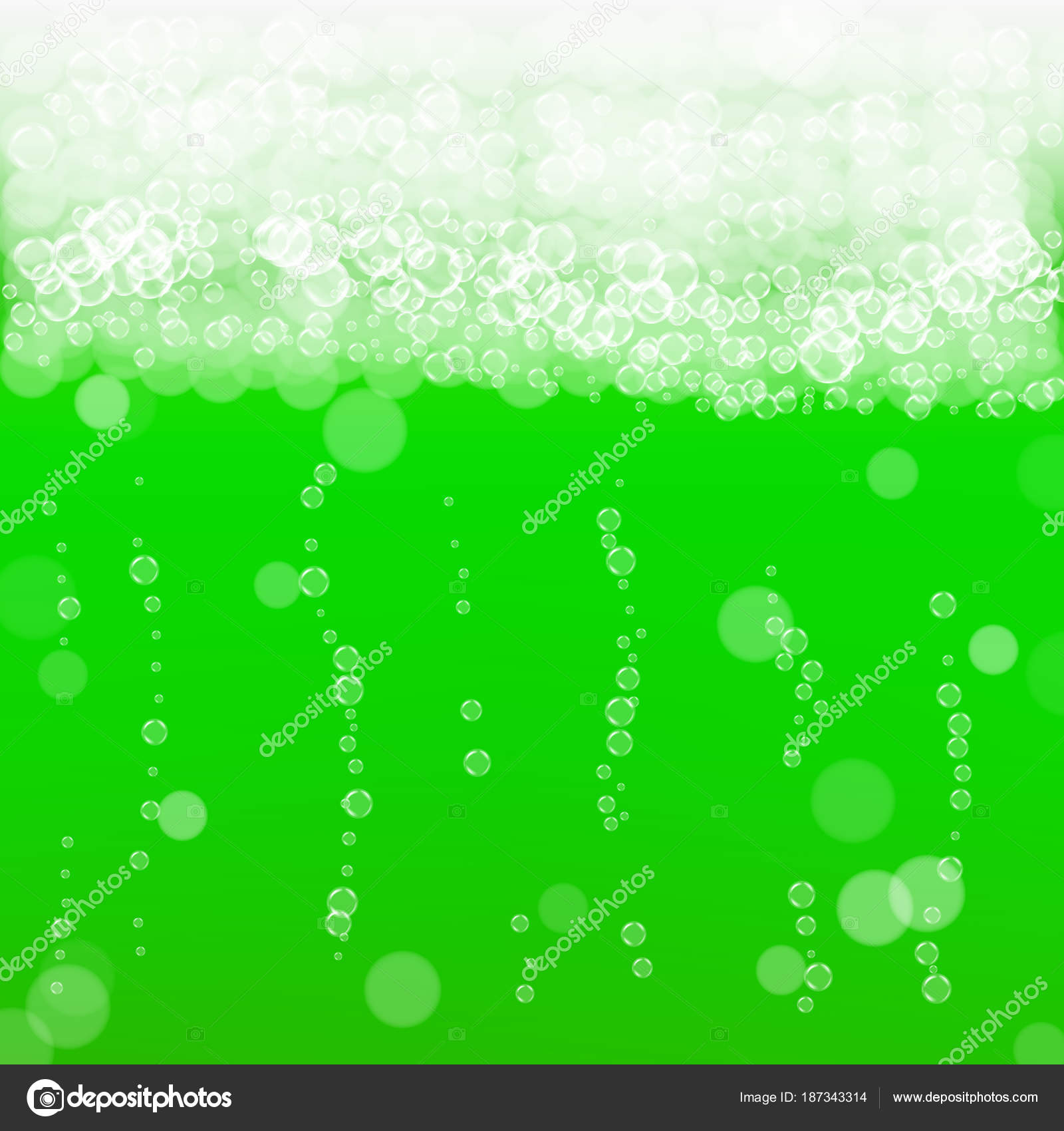 Green beer background for Saint Patricks Day with bubbles and foam ...