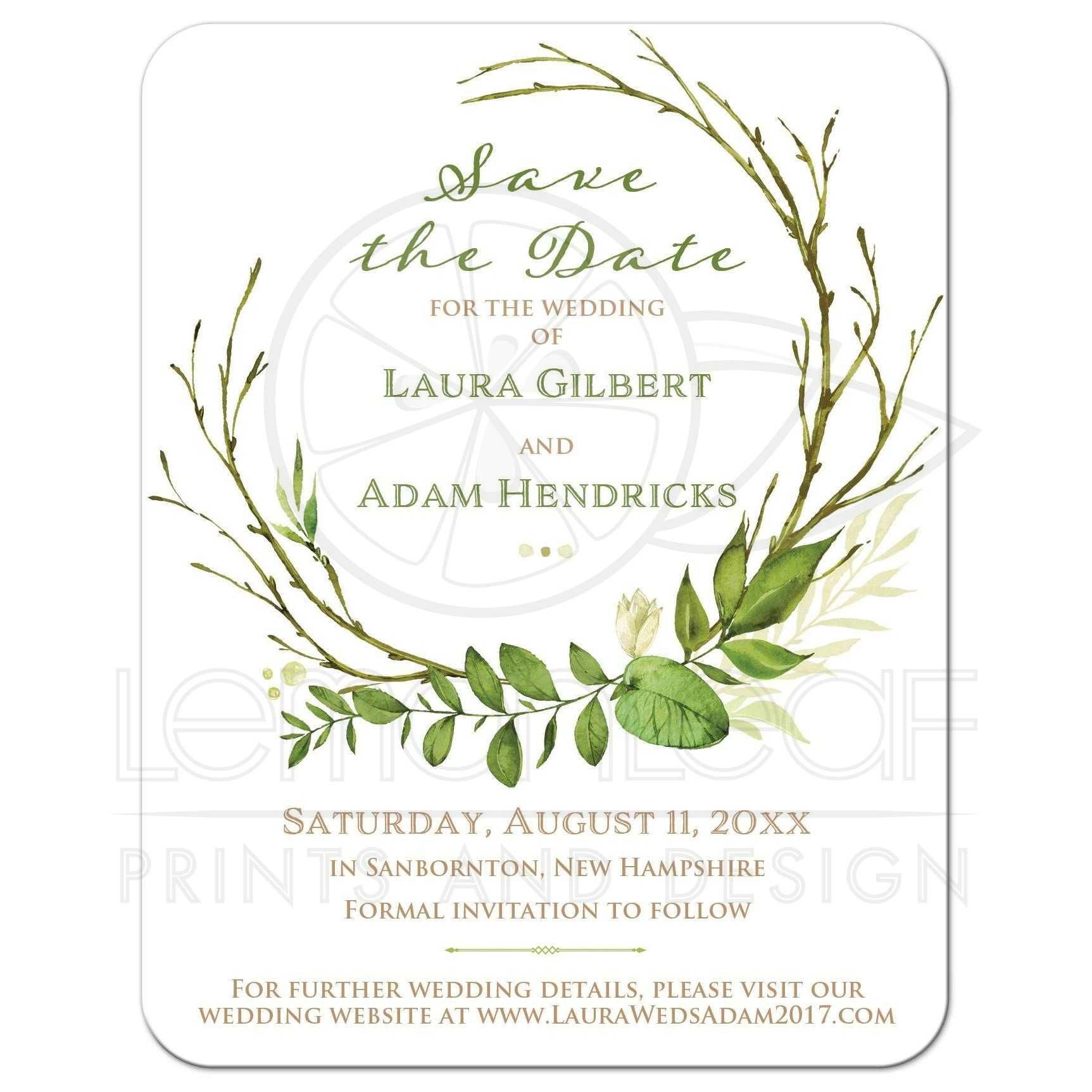 Greenery Foliage Wedding Save the Date Card | Watercolor Leaves ...