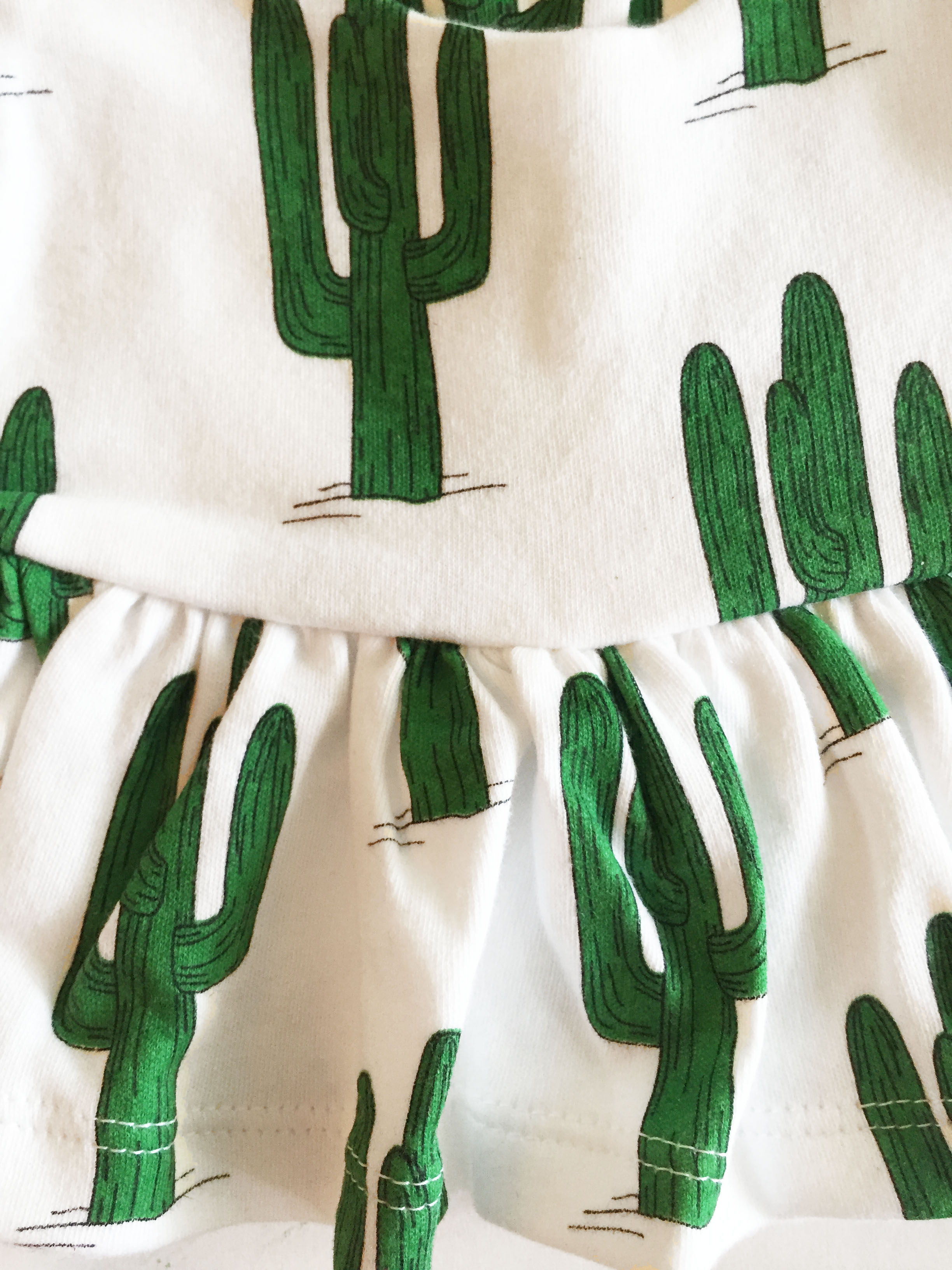Green Cactus Print Peplum Top & Bloomers Set