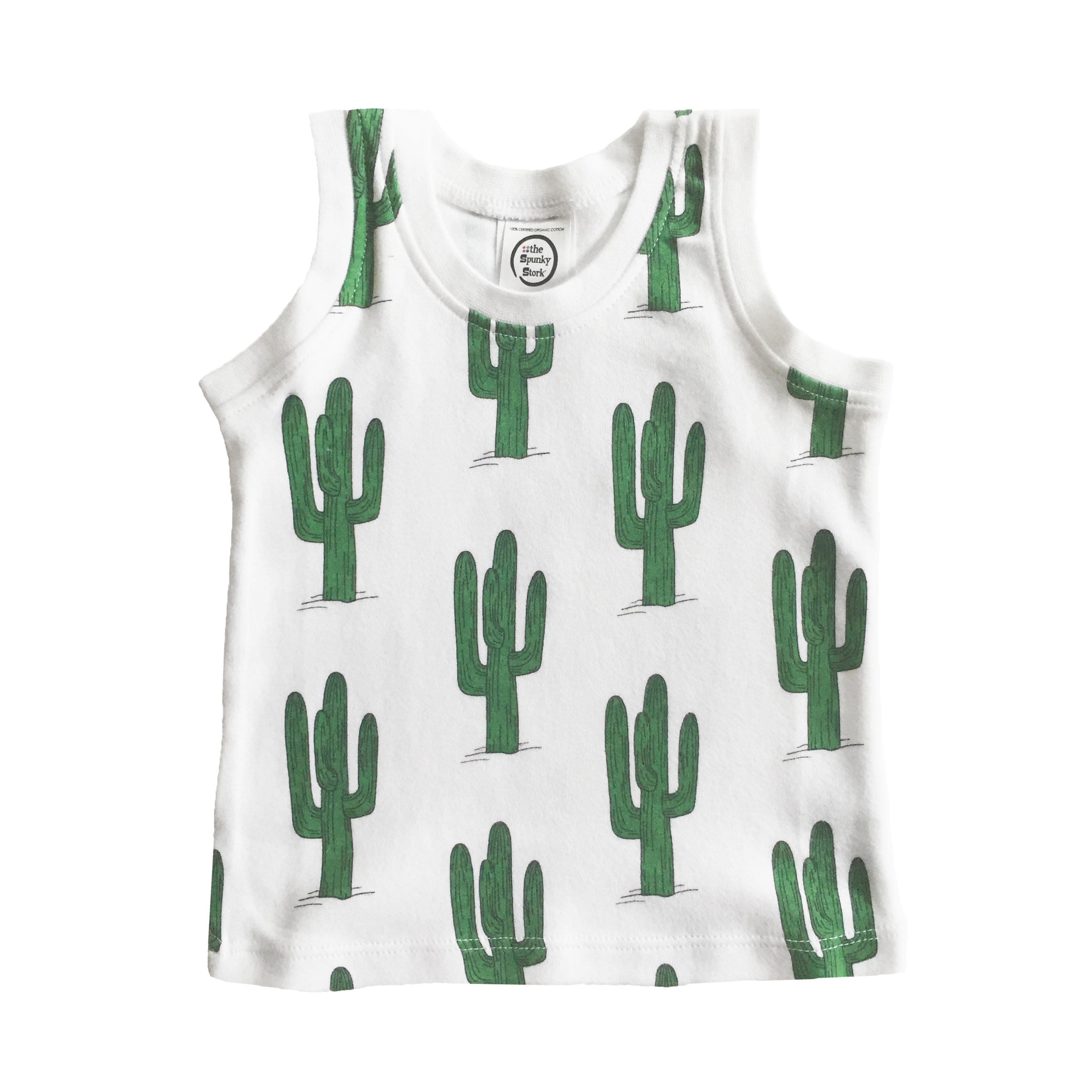 Green Cactus Print Tank Top