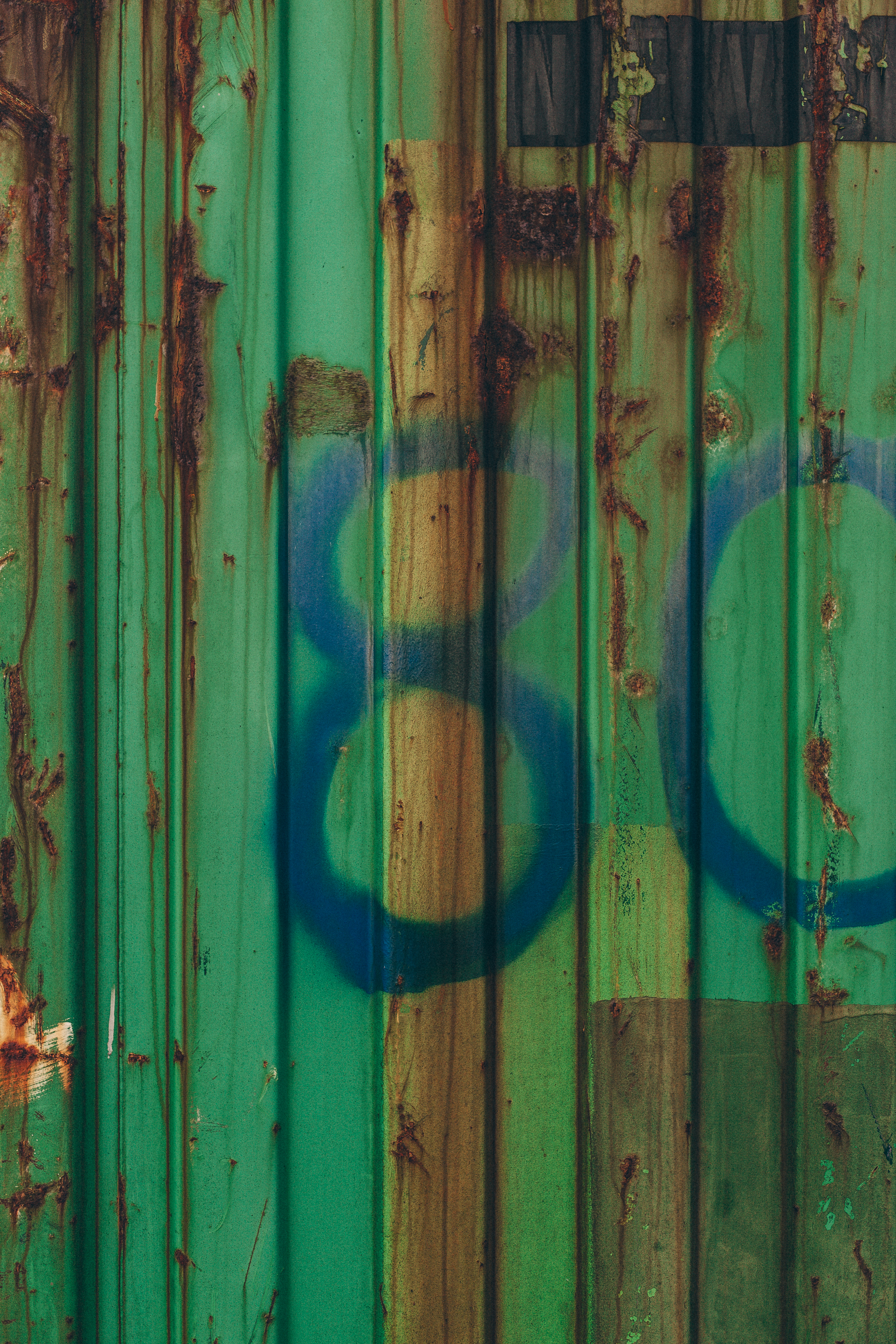 Green corroded container texture photo