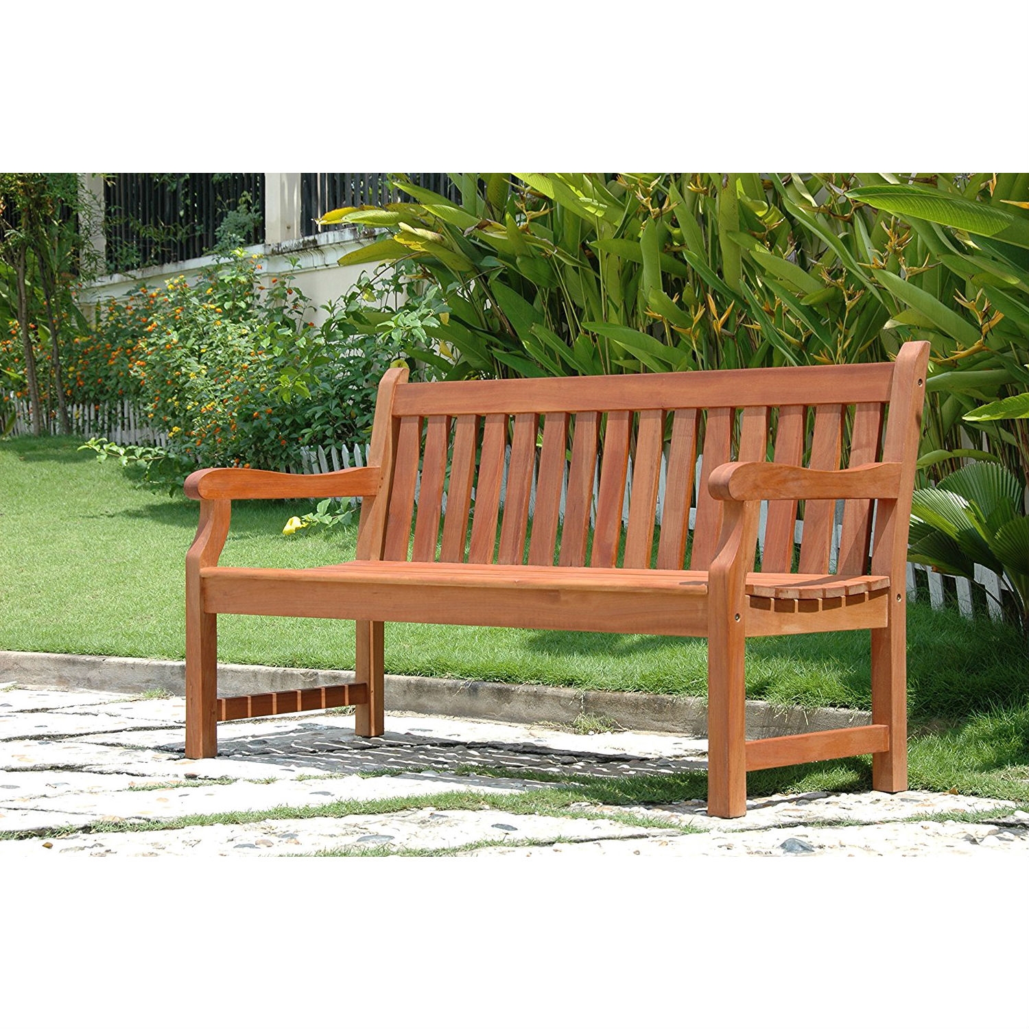 Outdoor Eucalyptus Wood 5-Ft Garden Bench with Natural Finish ...