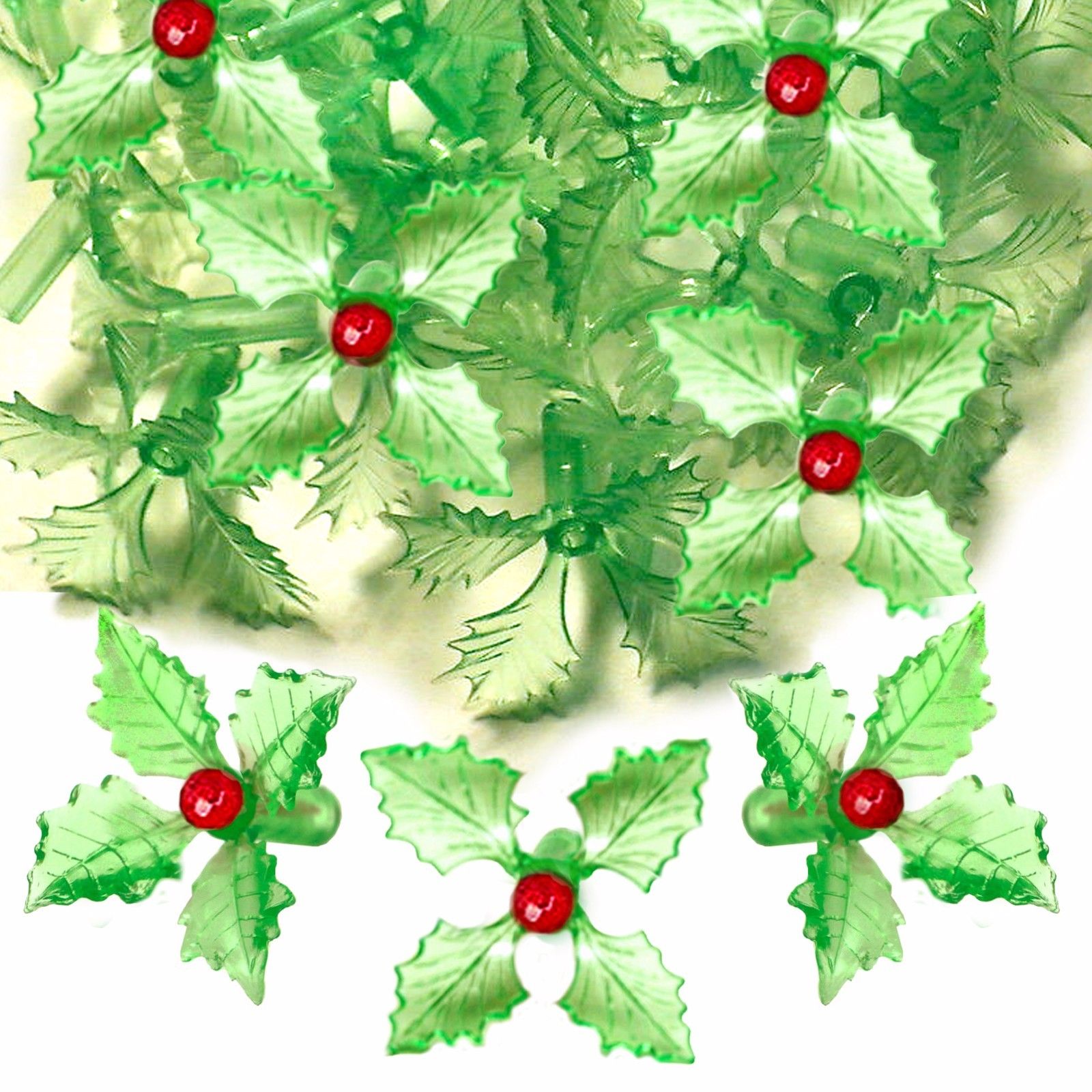 Vintage Ceramic Christmas Tree 25 Green Holly Poinsettia Bulb Lights ...