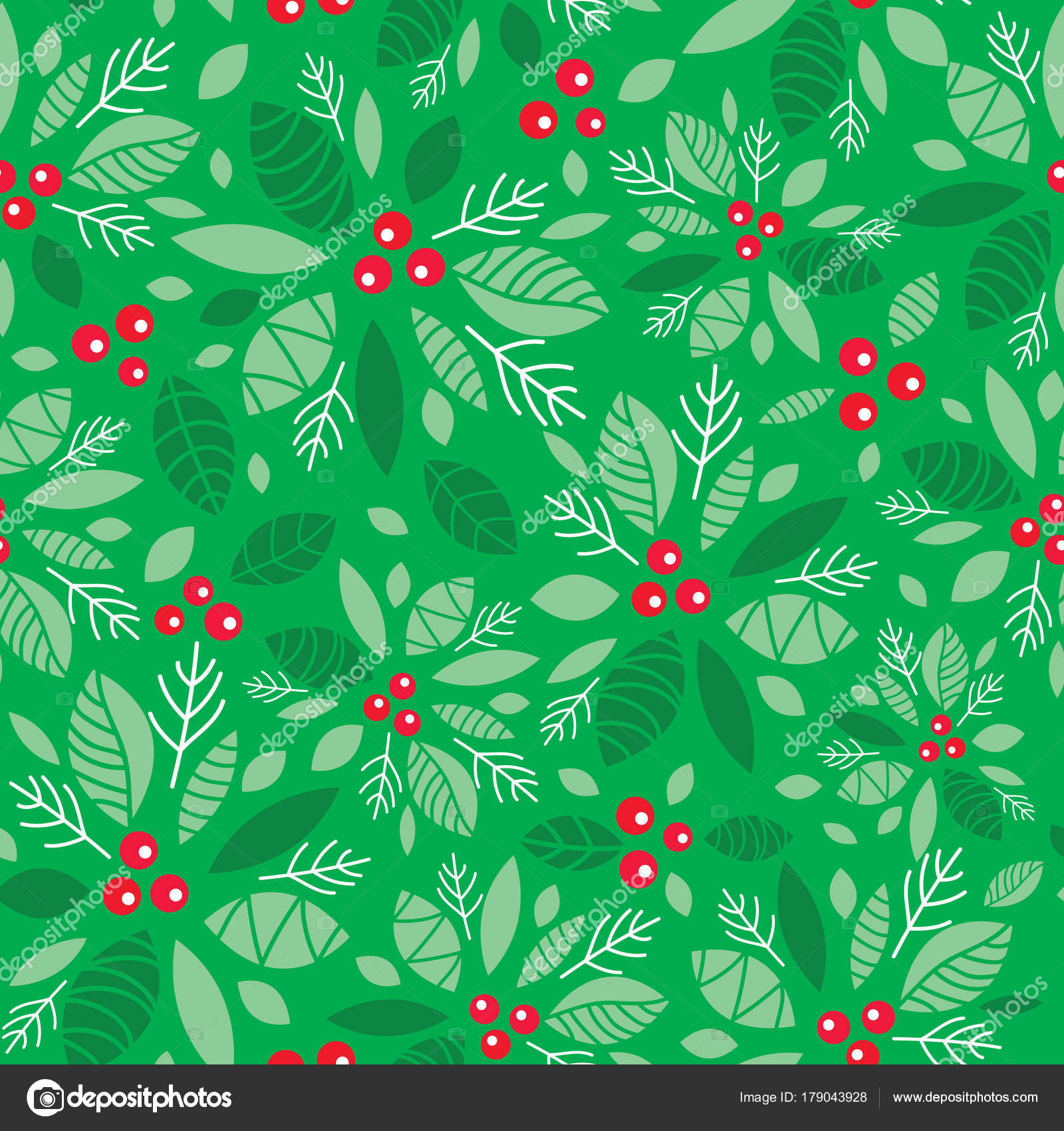Vector mint green holly berry holiday seamless pattern background ...