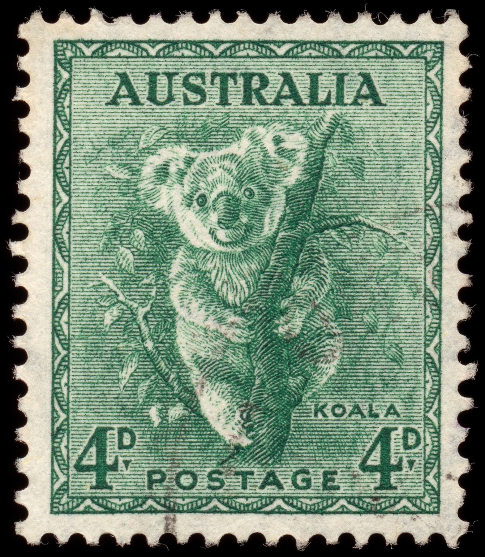 Green Koala Stamp, 4, Post, Rectangle, Postmark, HQ Photo
