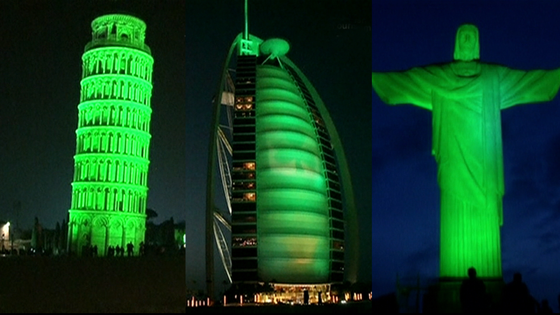 World Landmarks Go Green for St. Patrick's Day