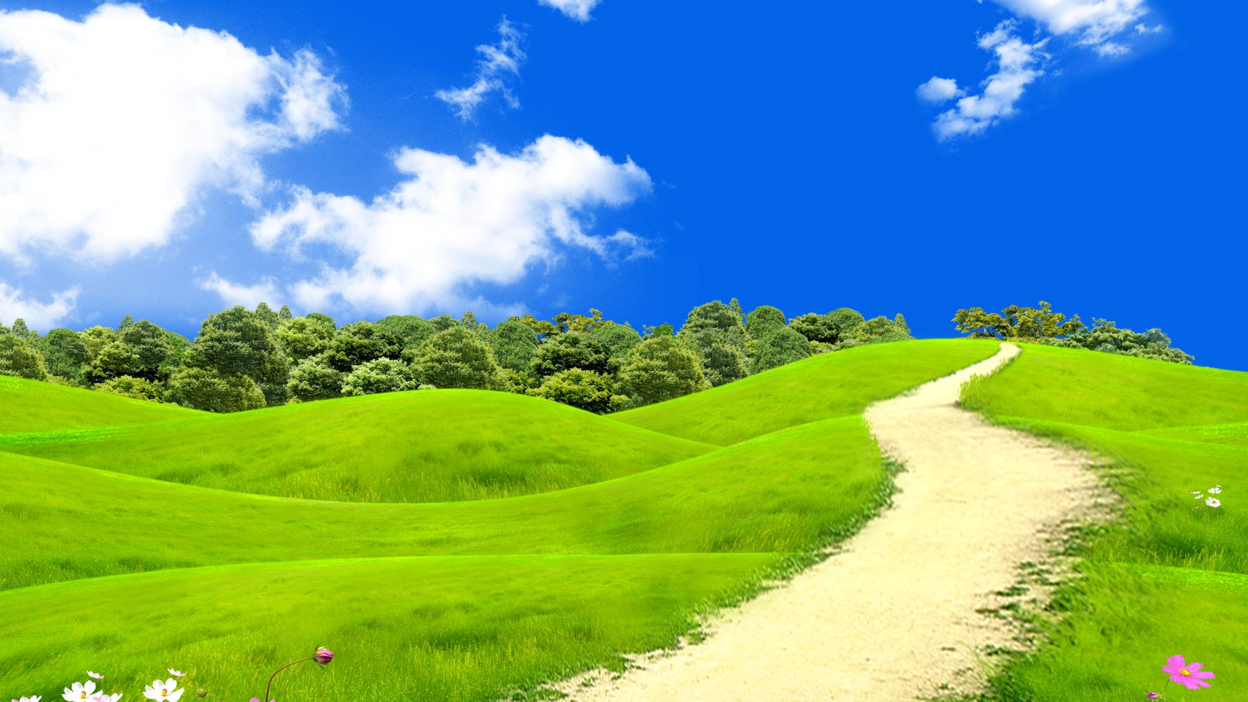 Wallpaper Green landscape, Blue sky, HD, Nature, #6267