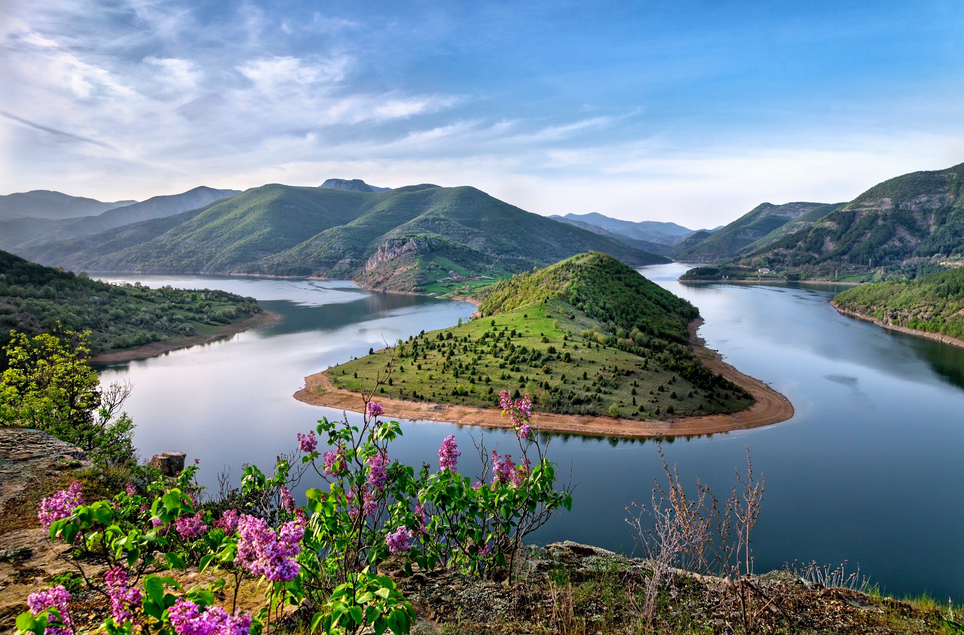 Green Mountain Surrounded by Body of Water Photo, Daylight, Water, Valley, Travel, HQ Photo