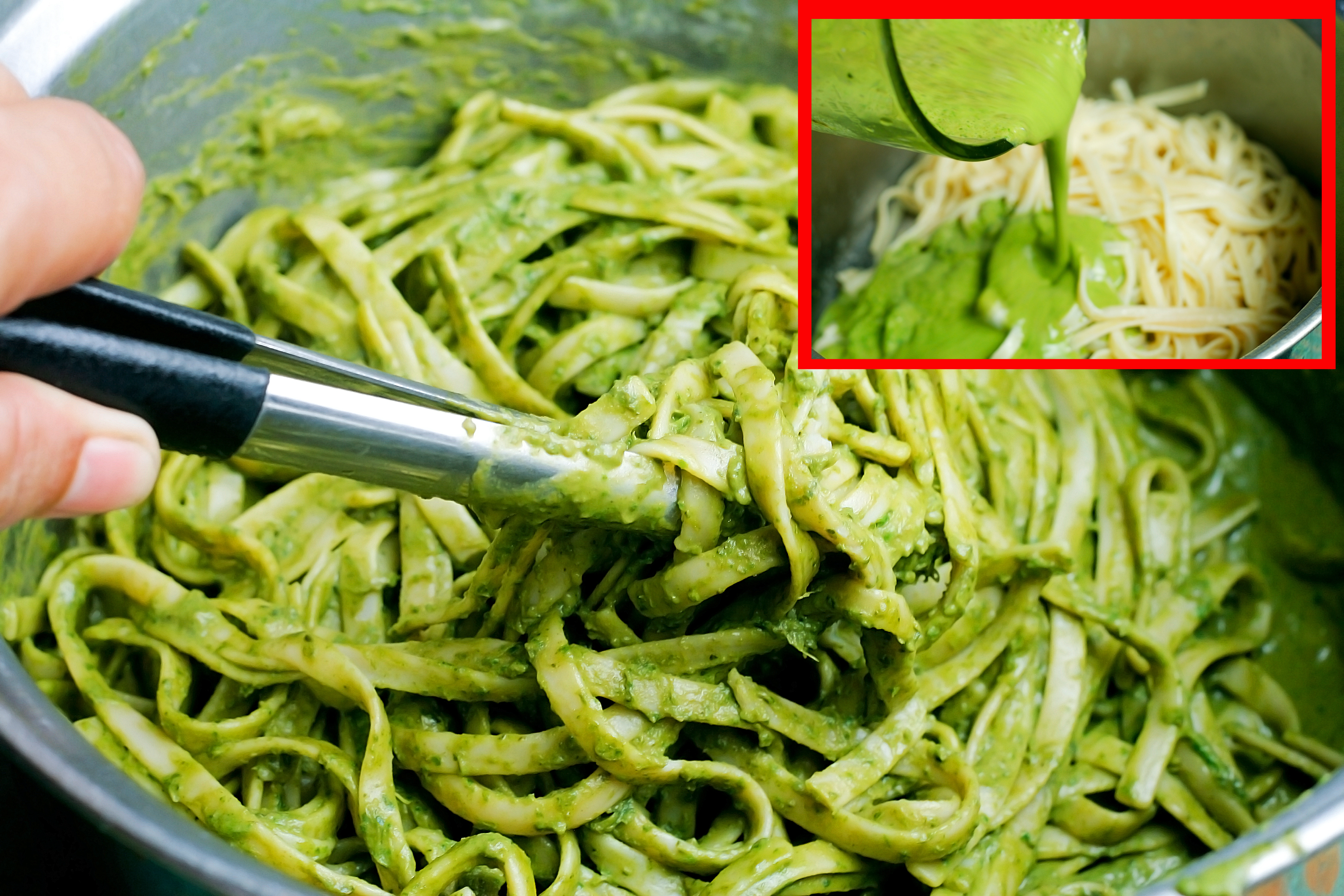 How to Make Green Spaghetti With Basil Pesto: 5 Steps