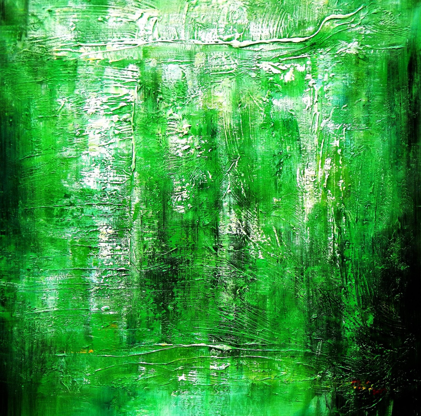 Abstract - Green Pillars 80x80 cm Oil Painting 58890 Contemporary ...