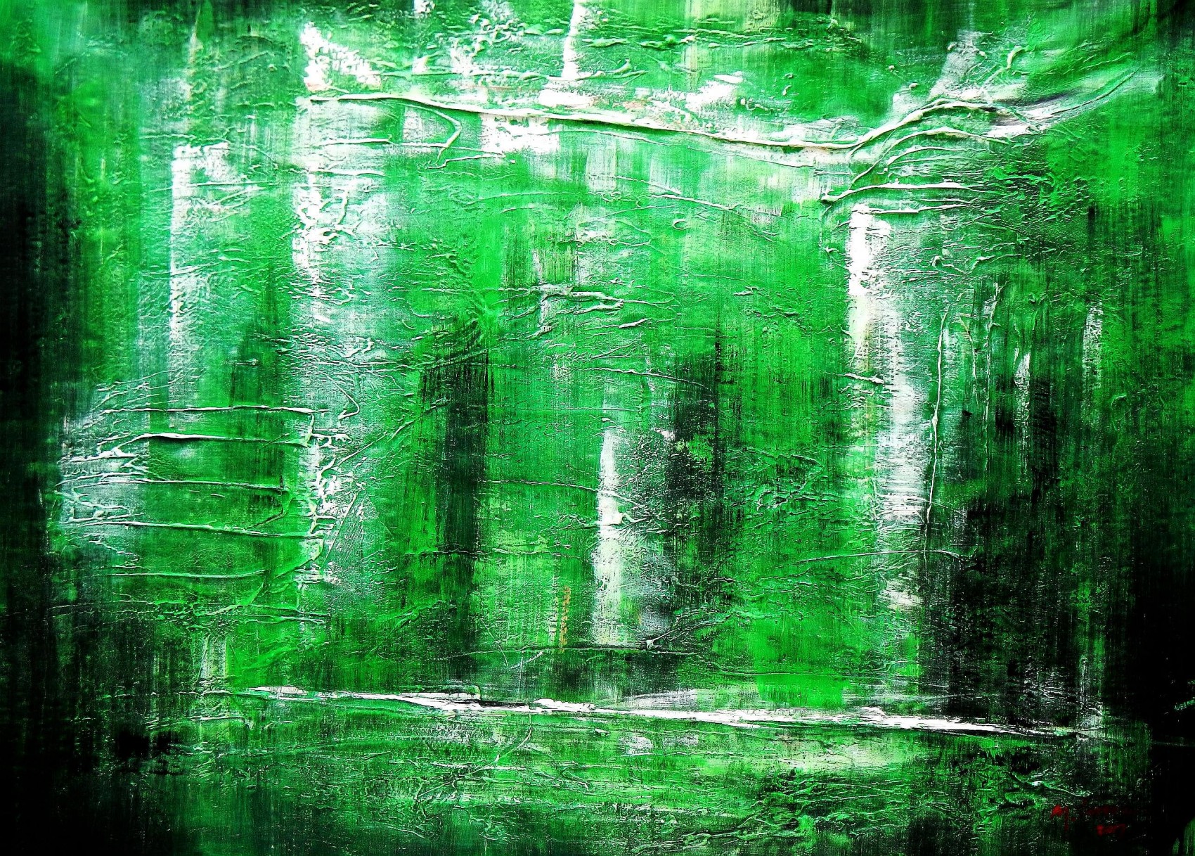 Abstract - Green Pillars 80x110 cm Oil Painting 58990 58990