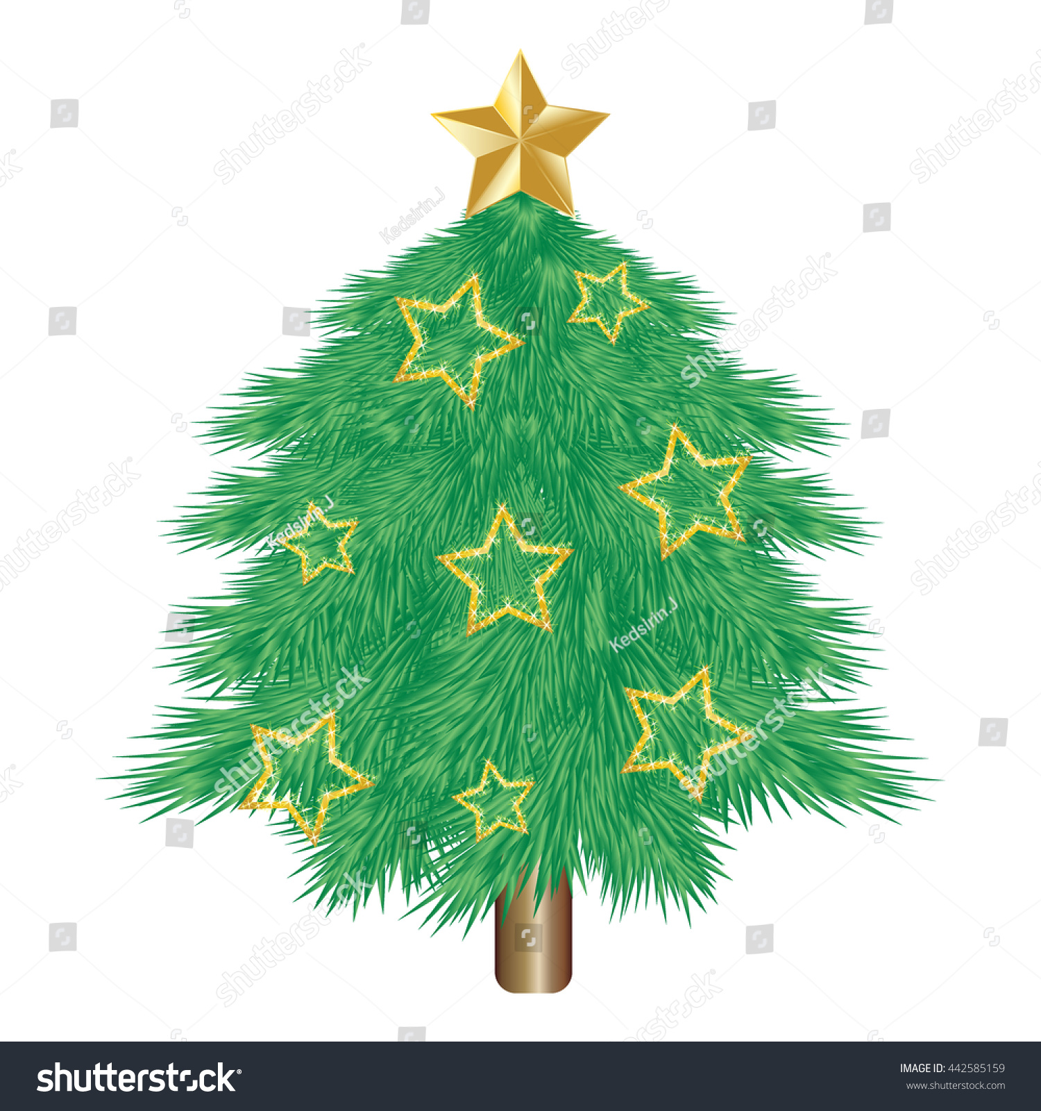 Vector Illustration Green Pine Tree Christmas Stock Vector 442585159 ...