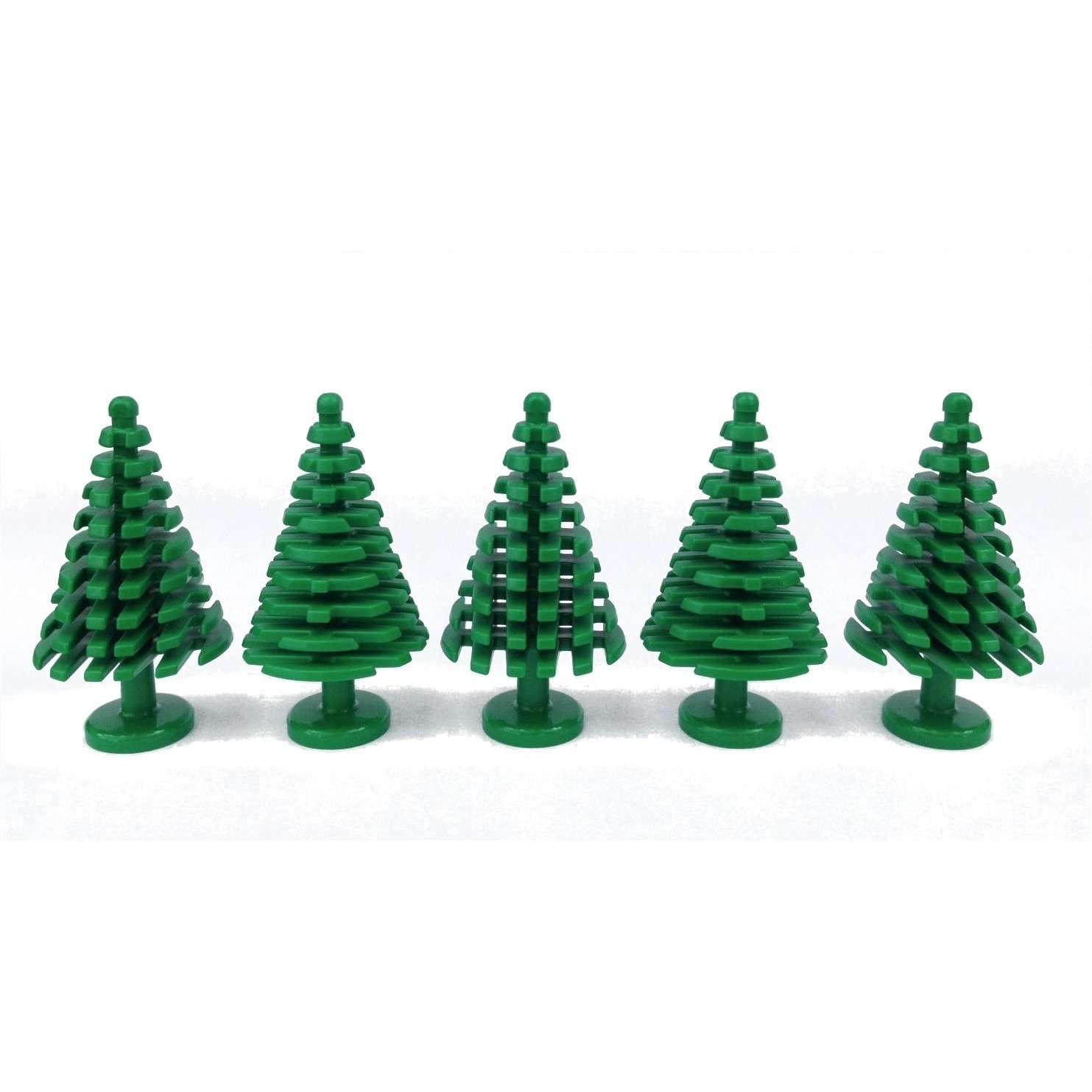 Minifig Large Green Pine Trees (5 Pack) - Brick Forces™