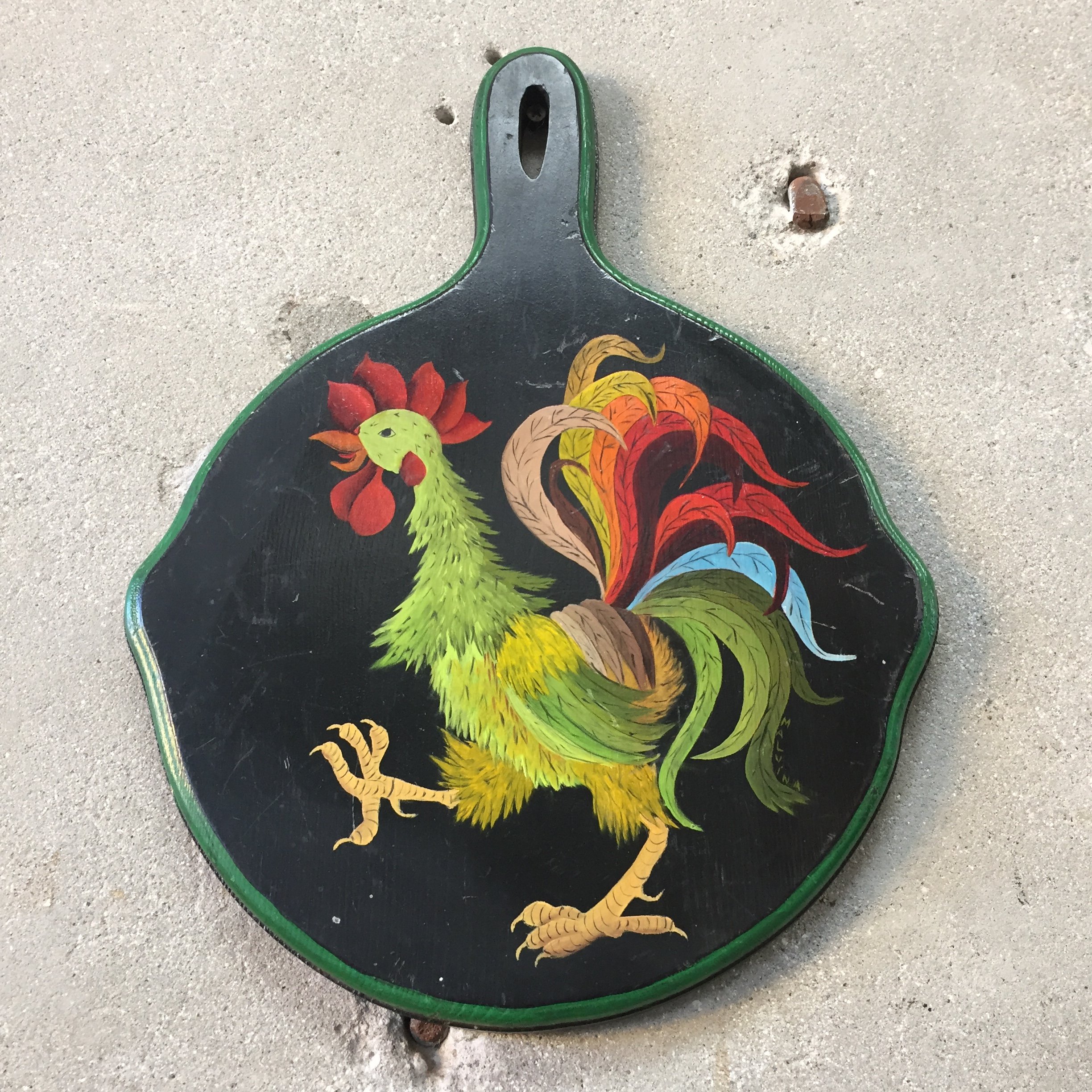 Hand Painted Lime Green Rooster Plaque – UrbanAmericana