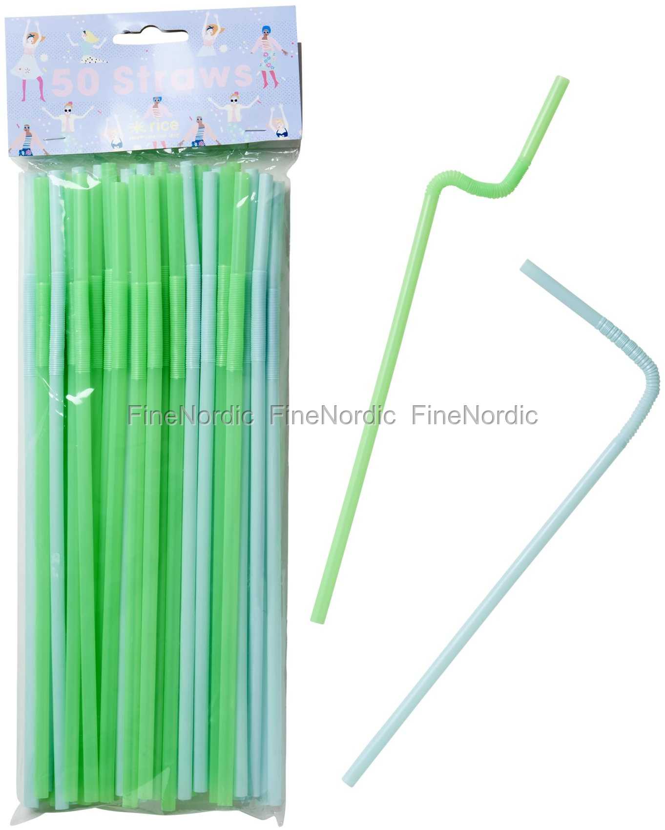 Rice 50 Flexible Plastic Straws Green