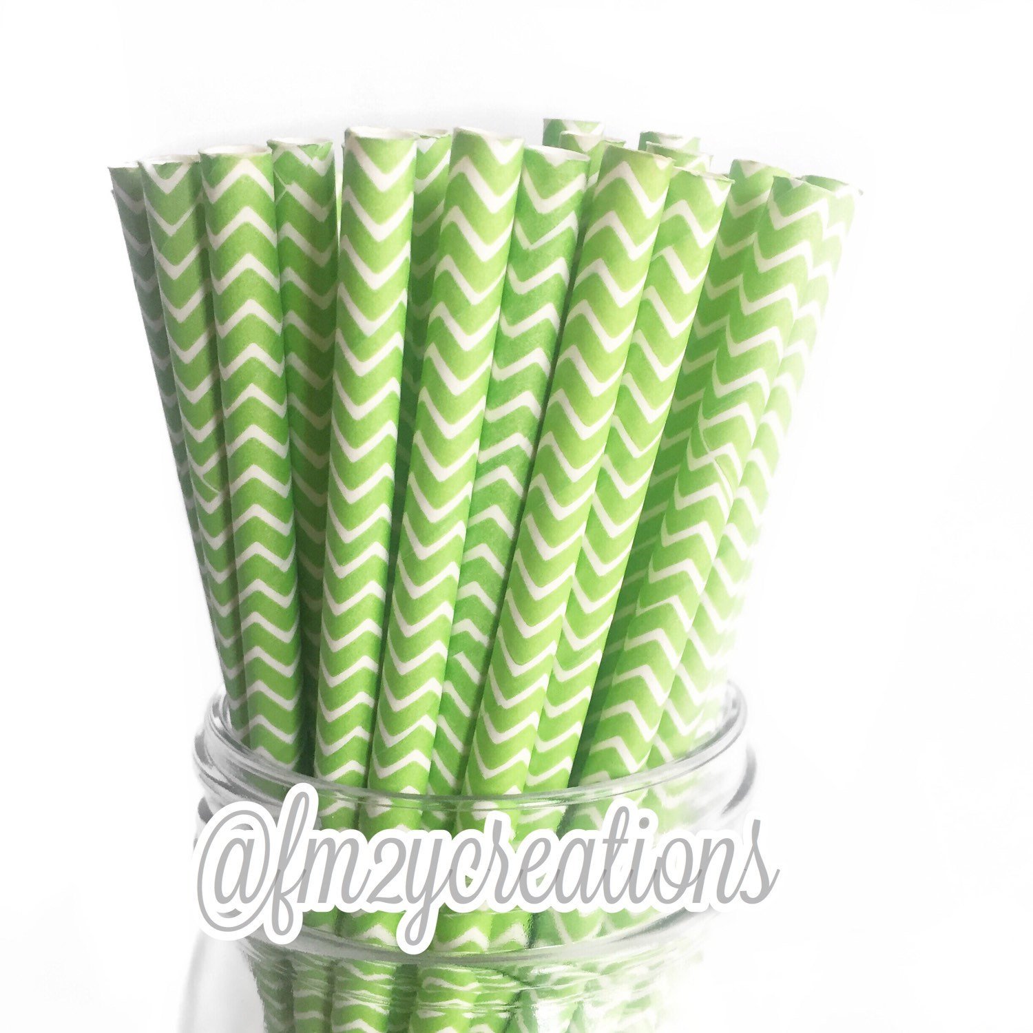 CHEVRON PAPER STRAWS: Lime Green – From Me 2 You Creations