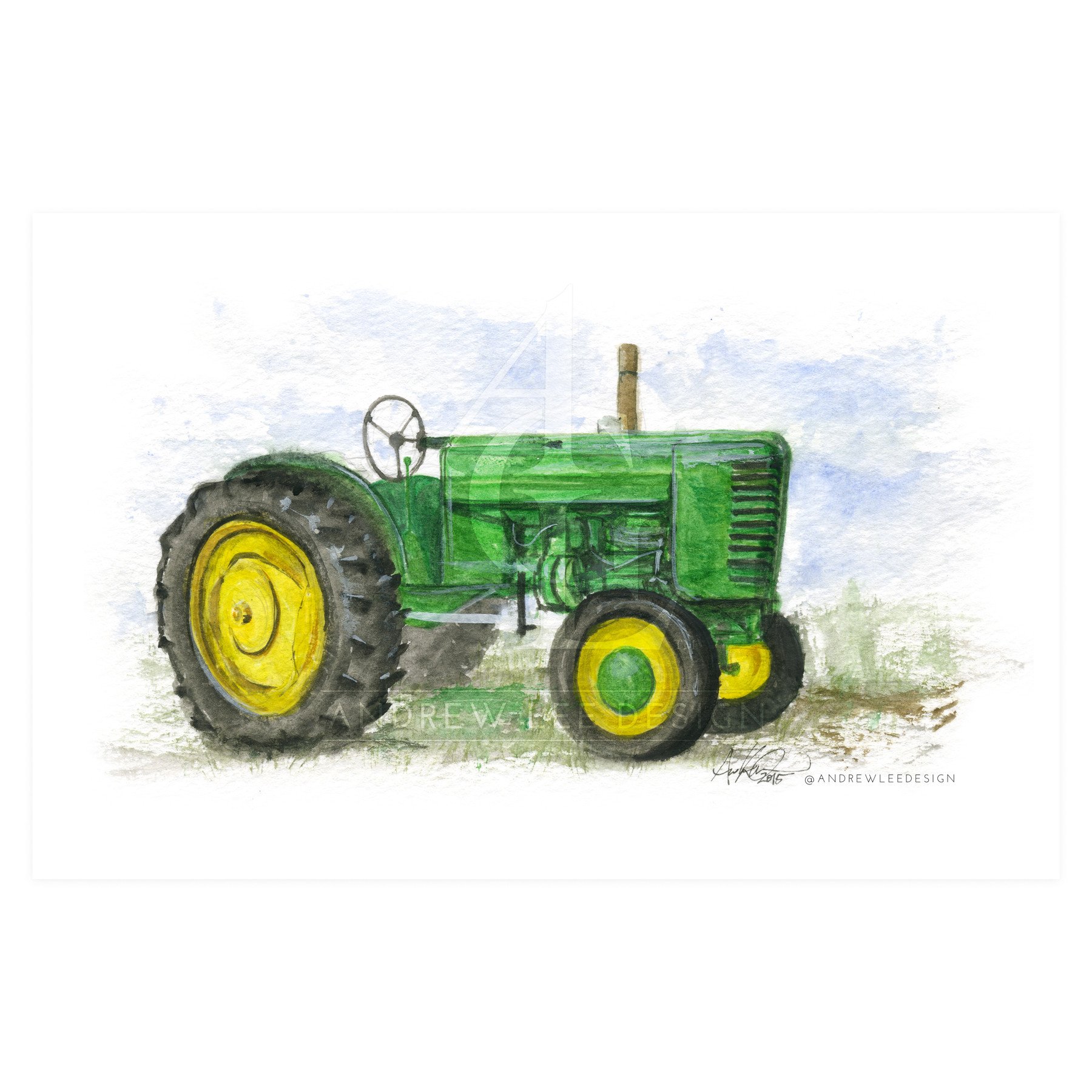 Old Green Tractor, 5x7