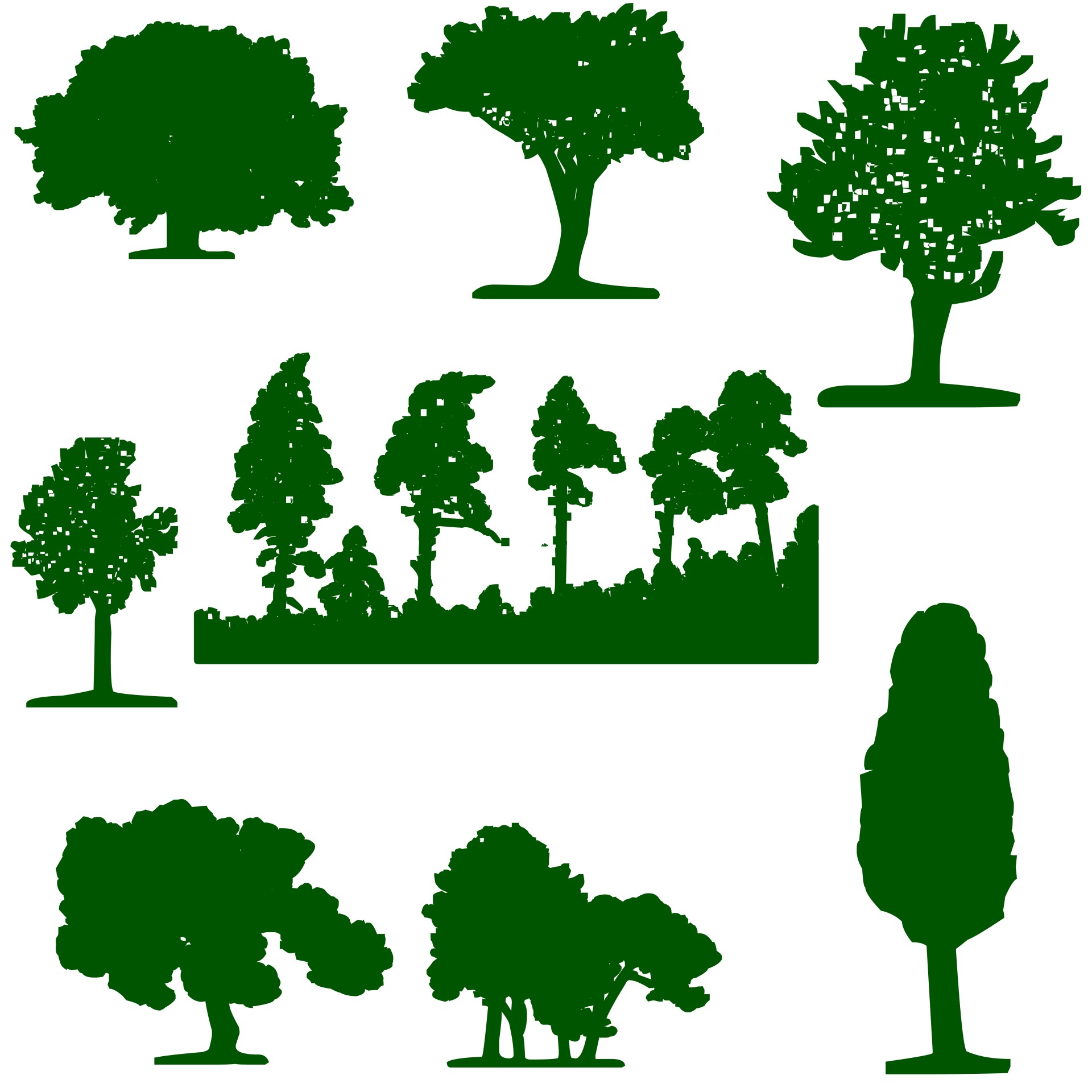 Green Trees Silhouettes Free Stock Photo - Public Domain Pictures