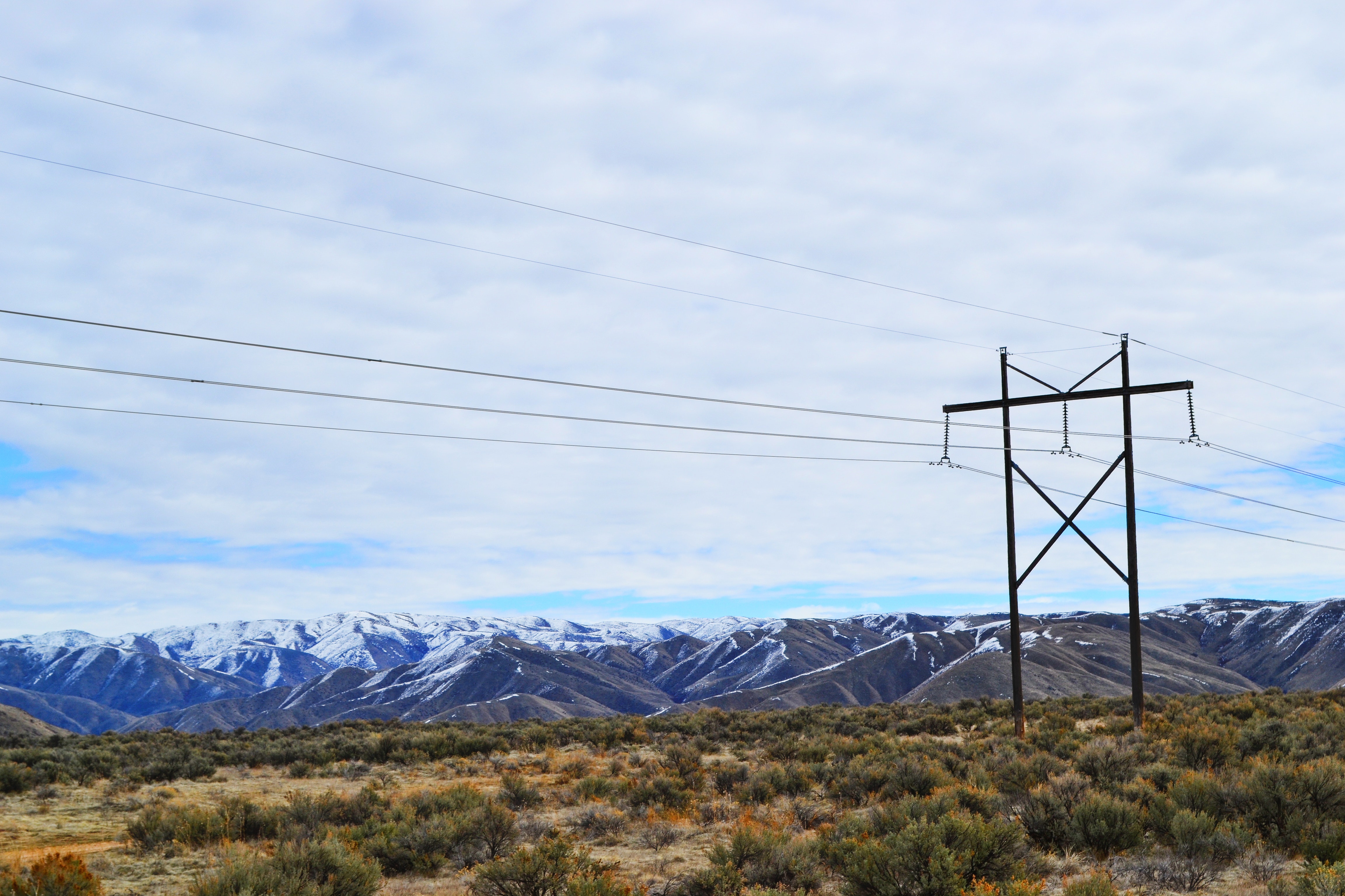 Green Trees, Bushes, Mountains, Voltage, Transmission, HQ Photo