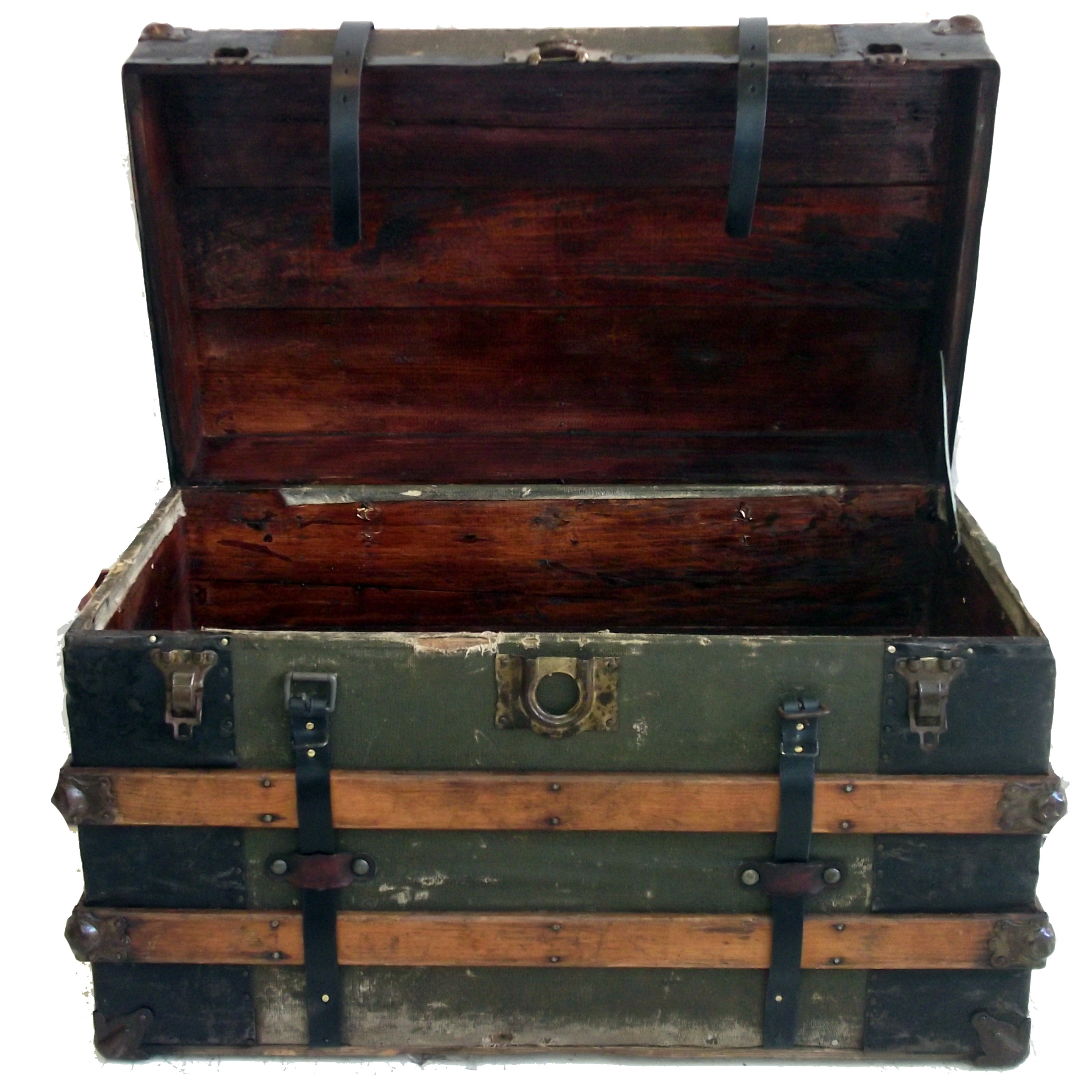 Antique Military Forest Green Trunk | Omero Home