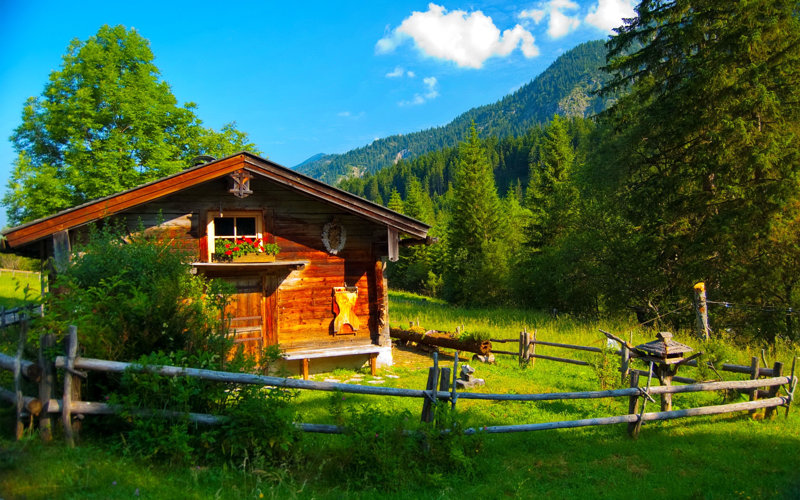 Peaceful Fence Sky Tirol Cabin German Wooden Green Villa Beautiful ...
