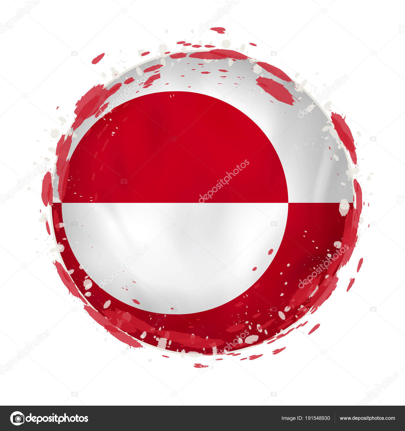Round grunge flag of Greenland with splashes in flag color. — Stock ...