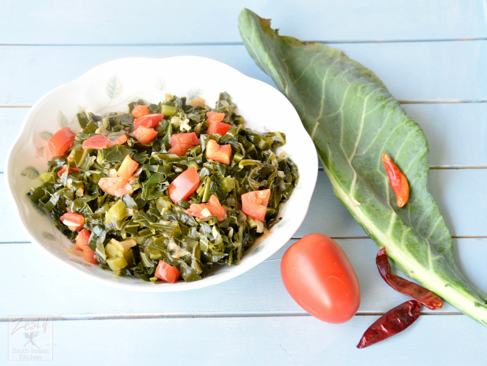 Southern Style Vegetarian Collard Greens - Zesty South Indian Kitchen