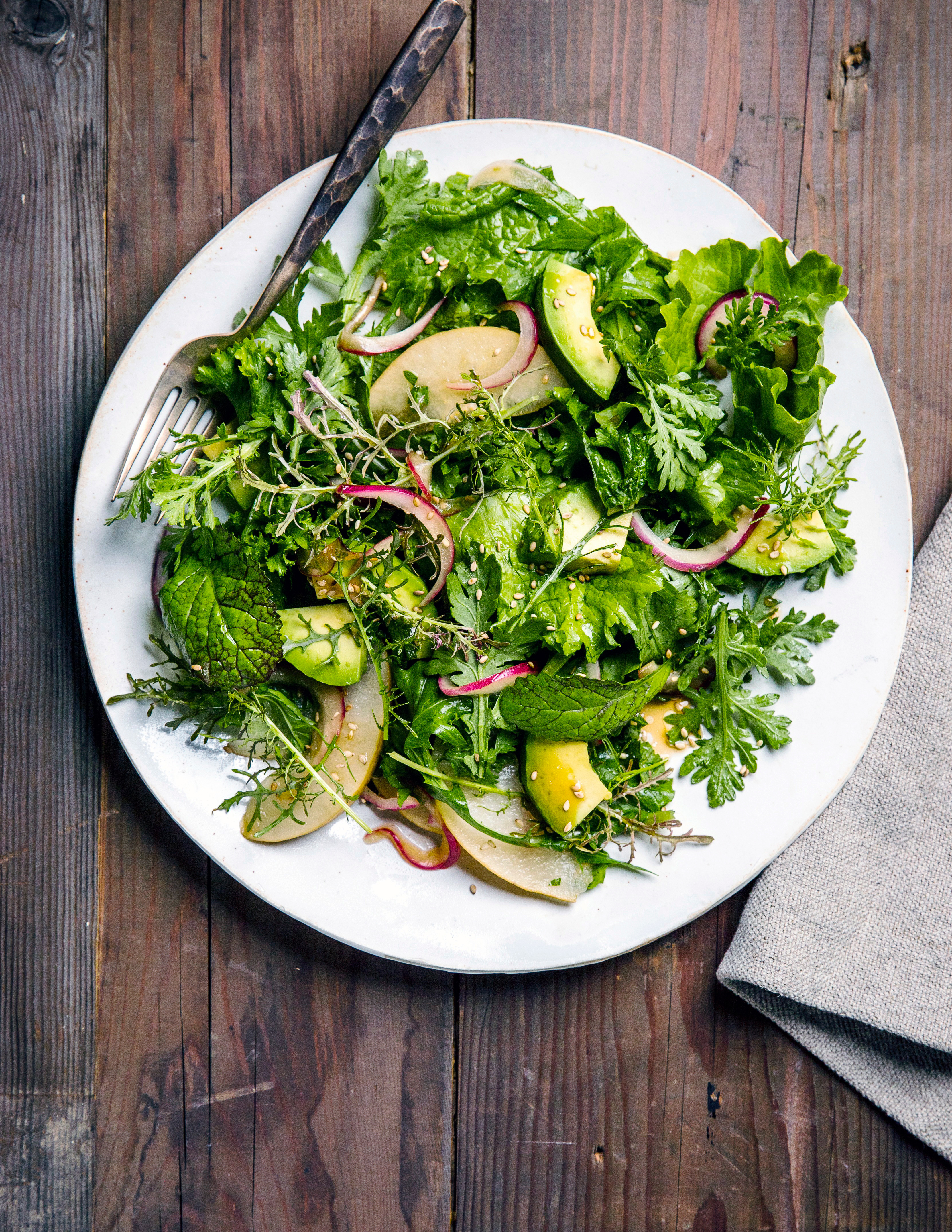 Pear and Asian Greens Salad - Sunset Magazine