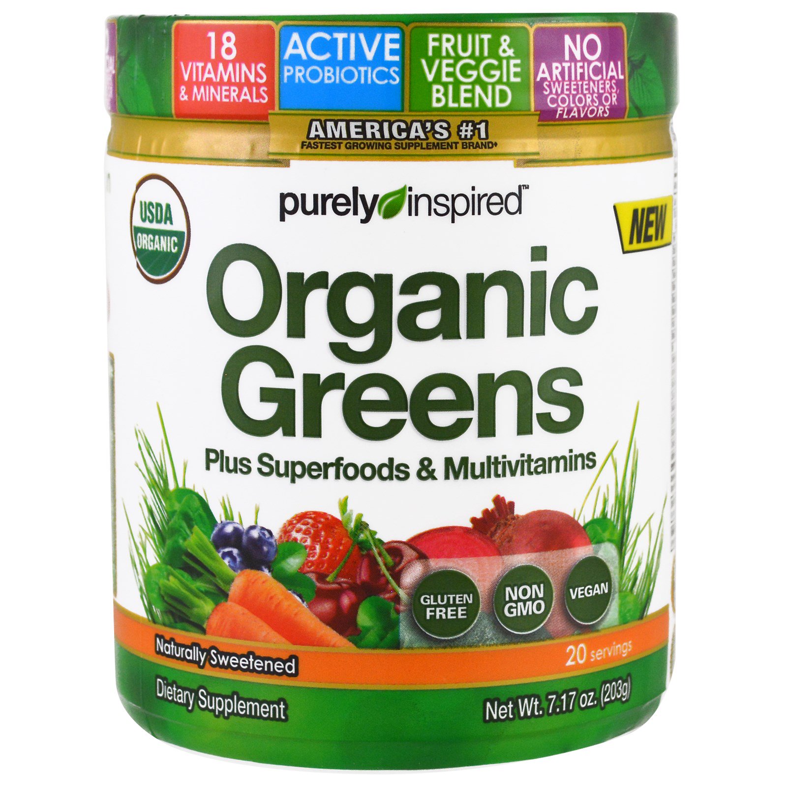 Purely Inspired, Organic Greens, Unflavored, 7.17 oz (203 g) - iHerb.com