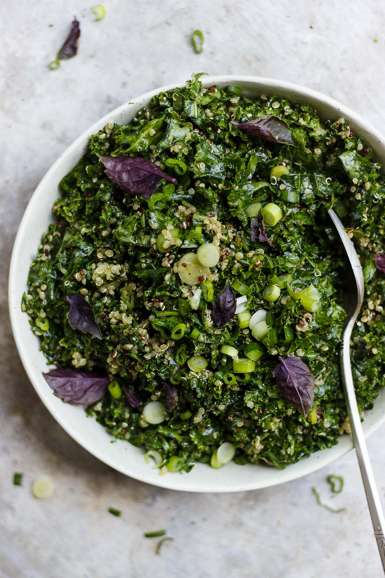 Green Quinoa Salad with Simple Creamy Basil Dressing