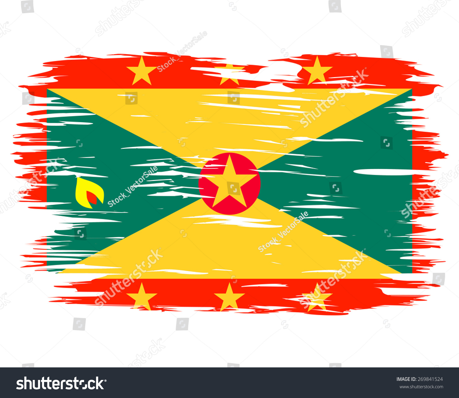 Flag Grenada Painted Brush Colored Inks Stock Vector 269841524 ...