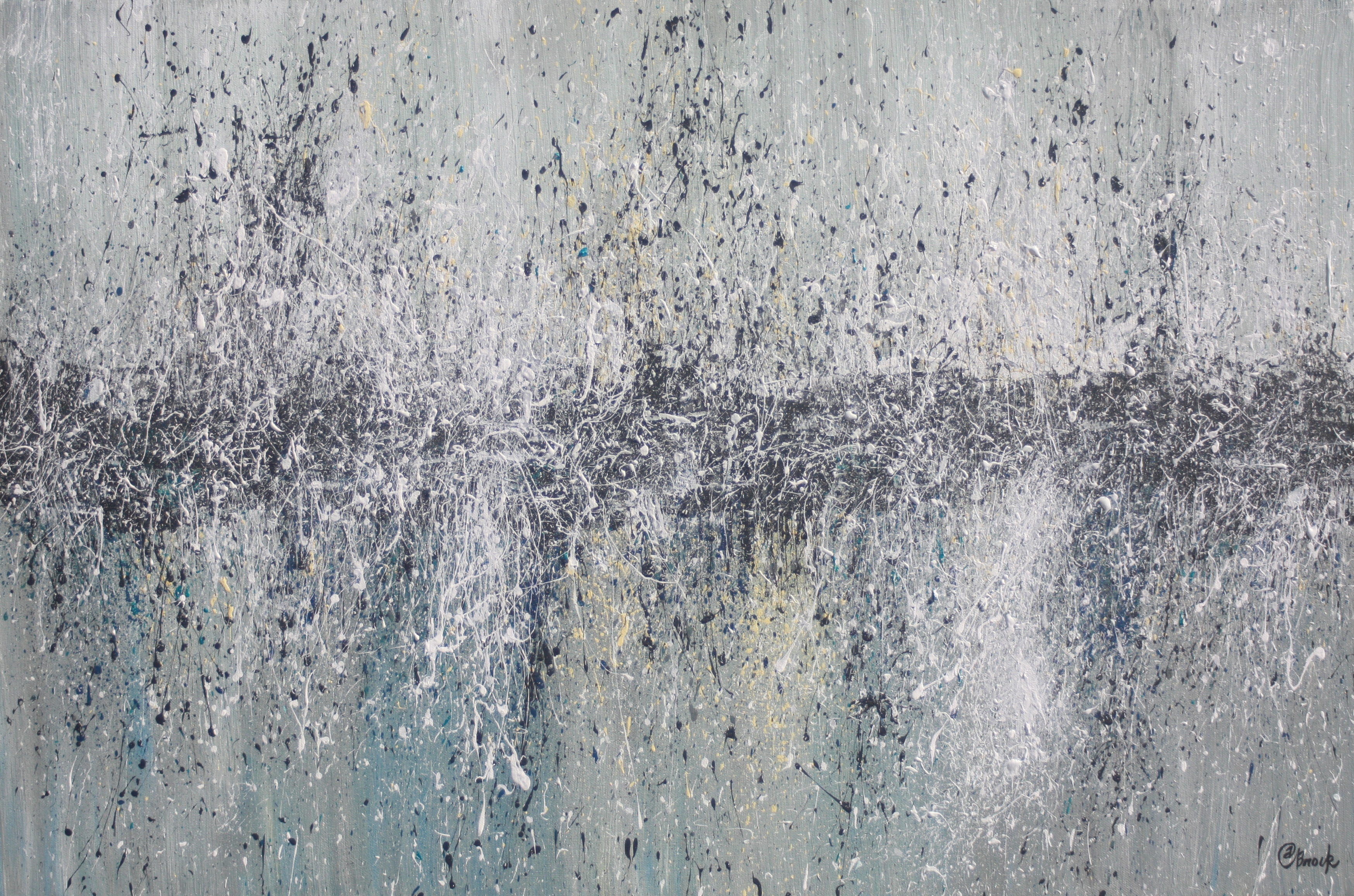 grey horizon – acrylic & oil on canvas, 24×36 – happihare