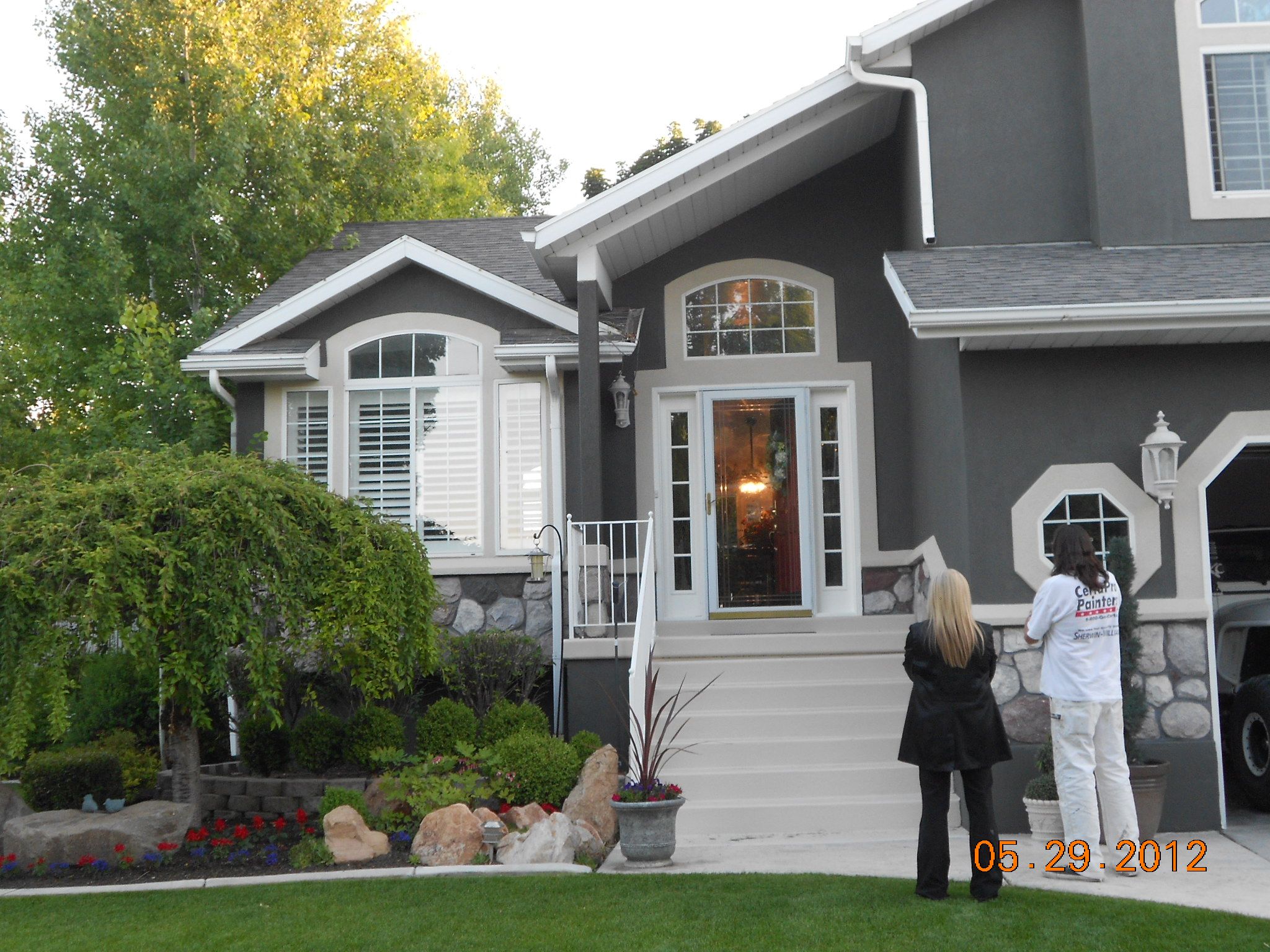 Dark gray stucco home painted by #CertaPro #Painters of West Salt ...