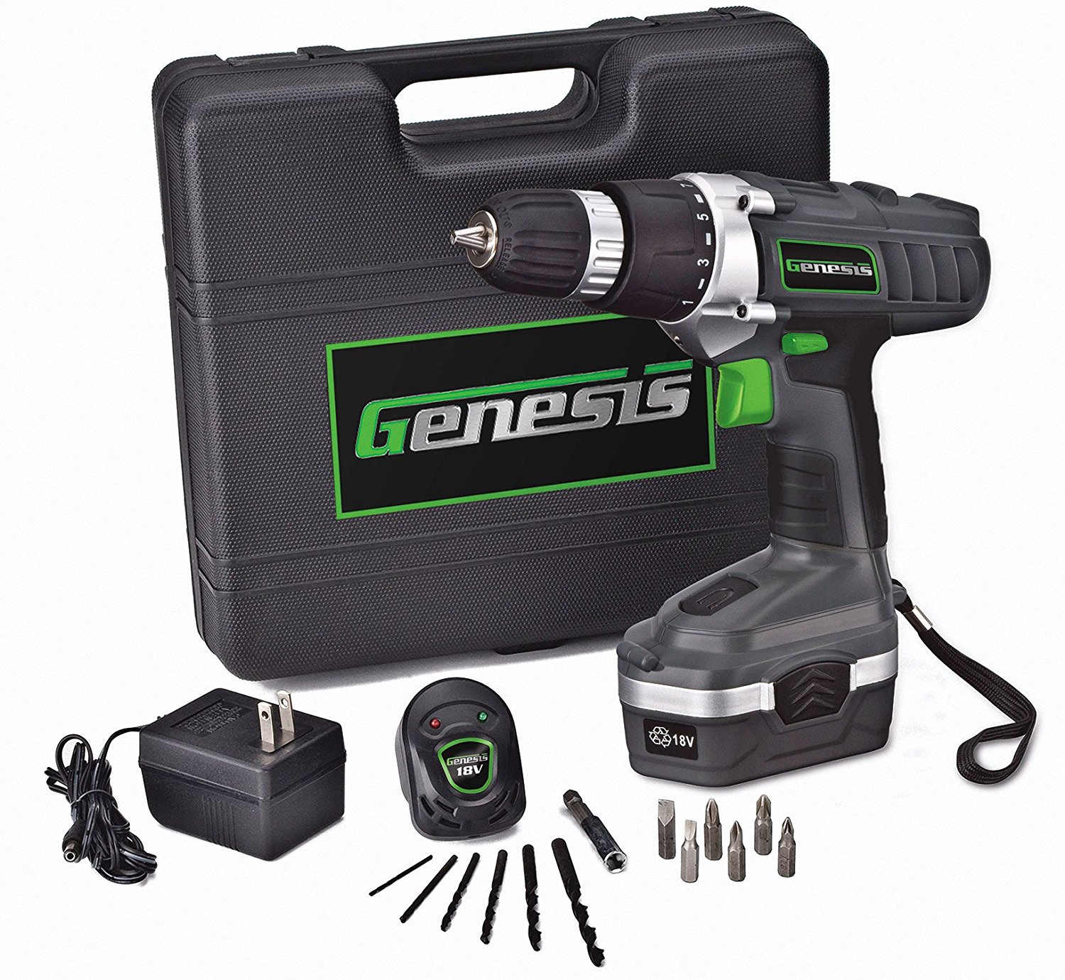 Amazon.com: Genesis GCD18BK 18 Volt Cordless Variable Speed Drill ...