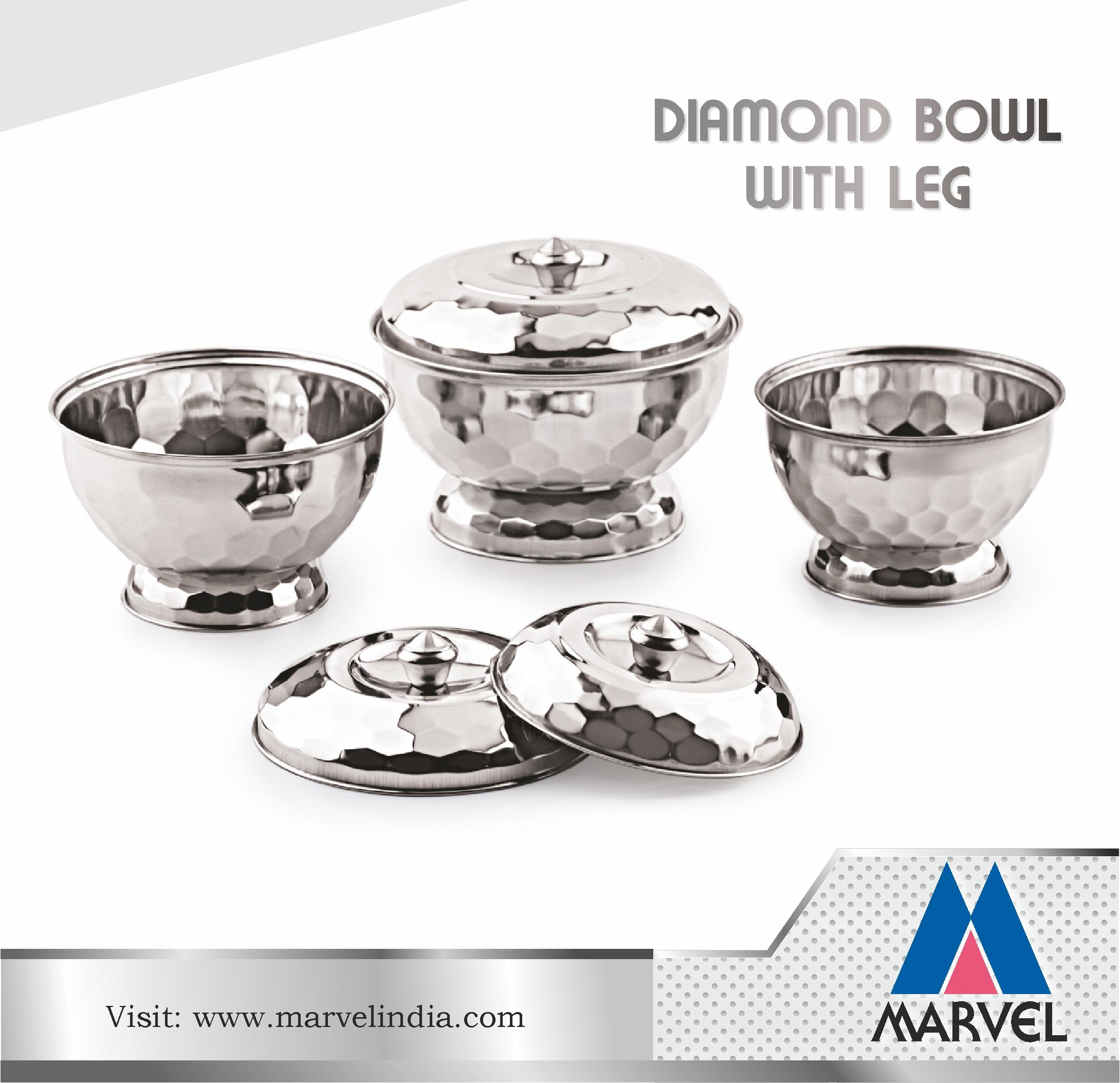 Diamond Bowl with leg Visit: http://www.marvelindia.com #Kitchenware ...