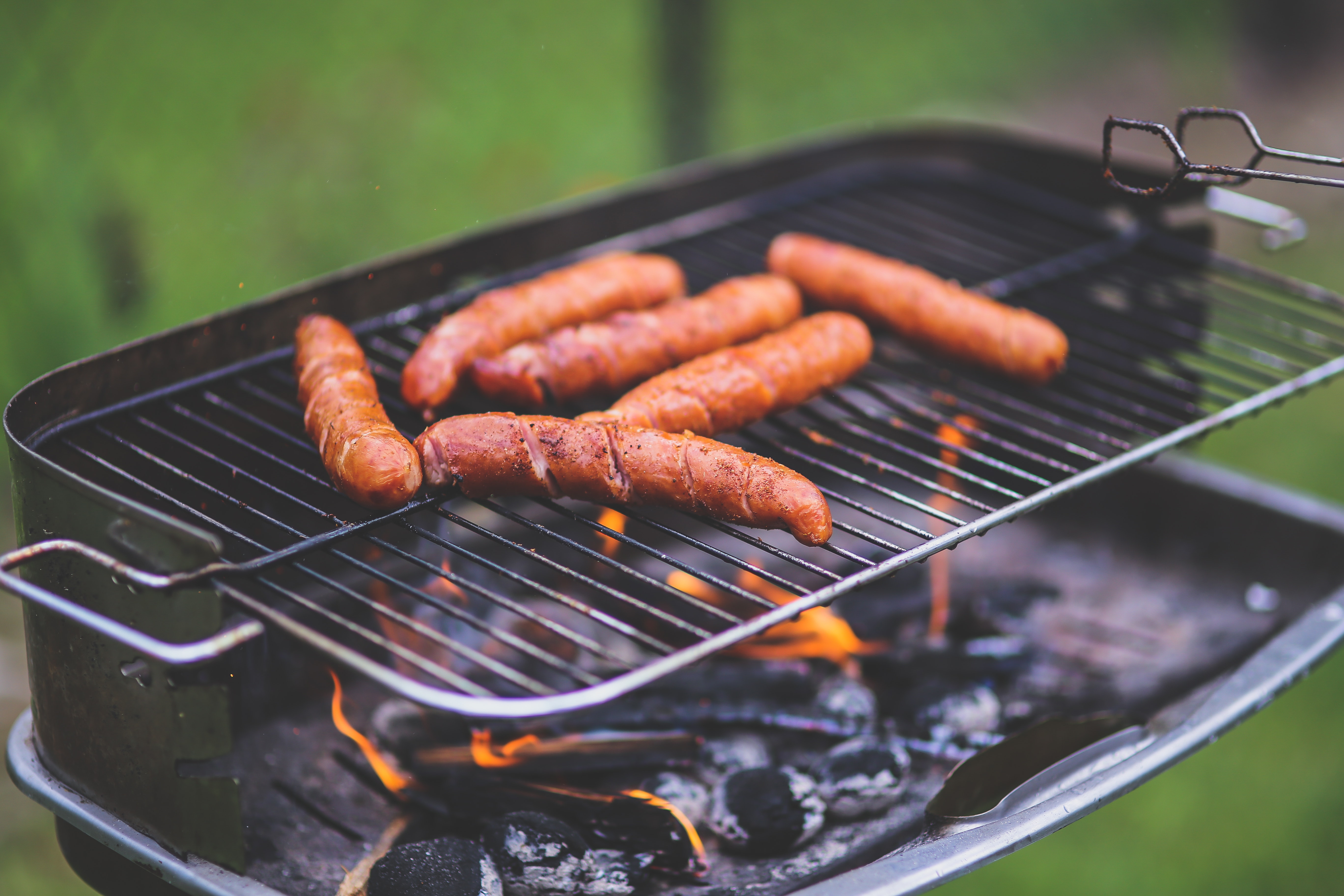 Grilling sausages, Barbecue, Hot, Tasty, Summer, HQ Photo