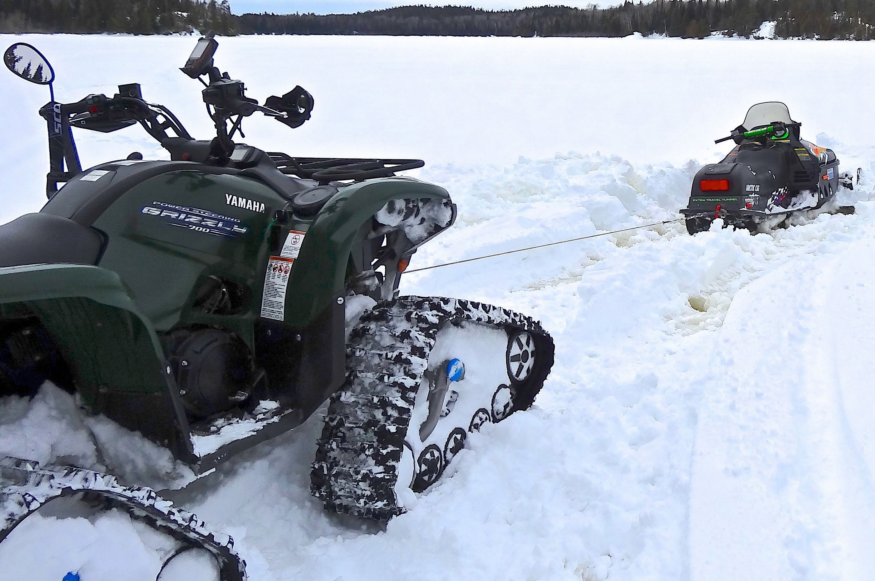 Yamaha Grizzly ATV On Tracks 1 - Arctic Cat ZL440 Stuck In Slush 0 ...