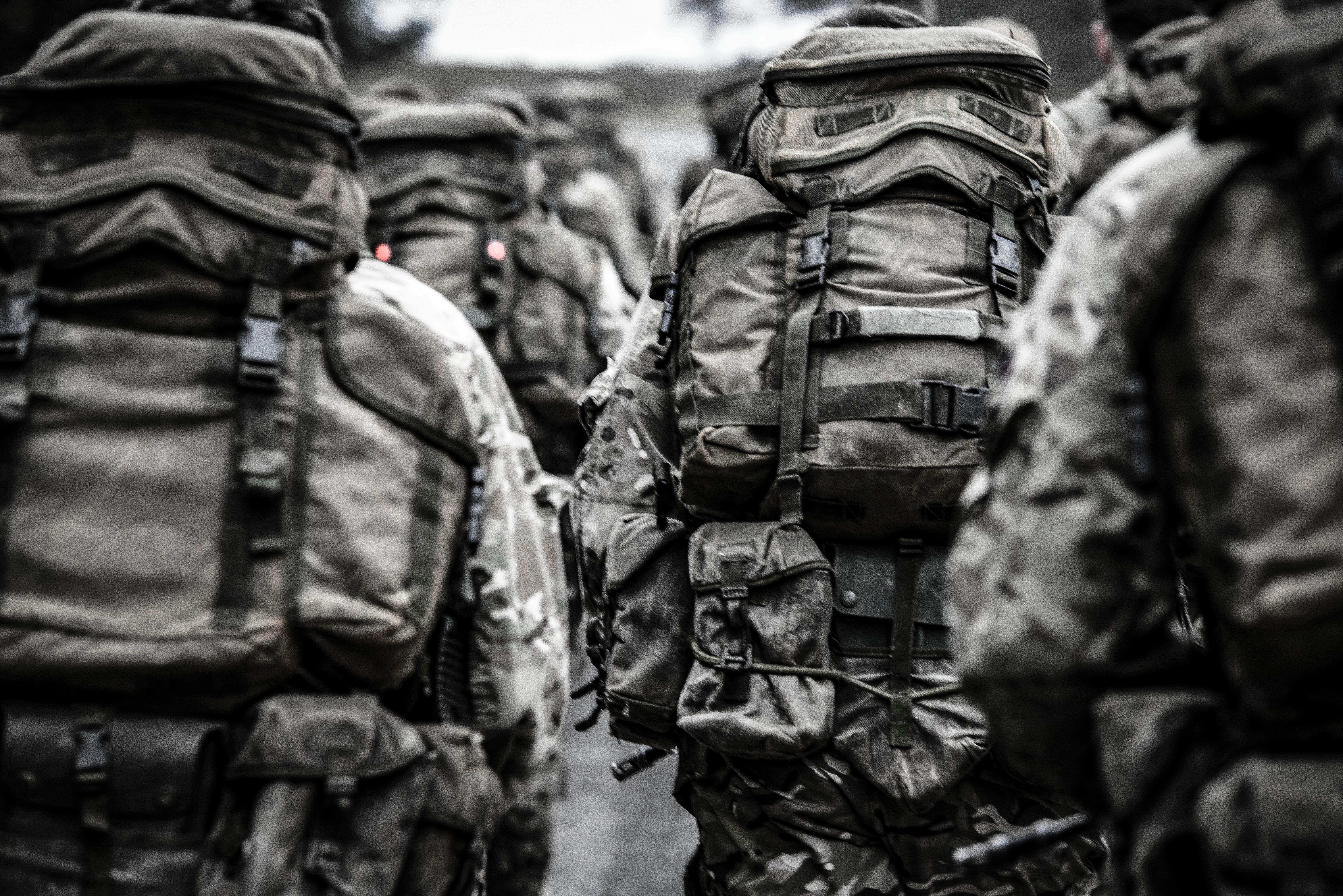 Group of People With Camouflage Backpack, Army, Backpack, Bags, Battle, HQ Photo