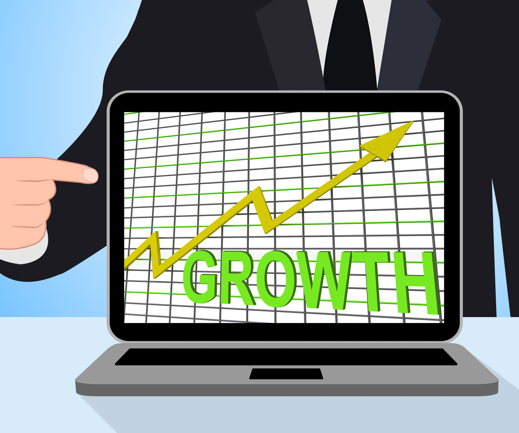 Growth Graph Chart Displays Increase Sales Profit, Arrow, Laptop, Web, Sales, HQ Photo