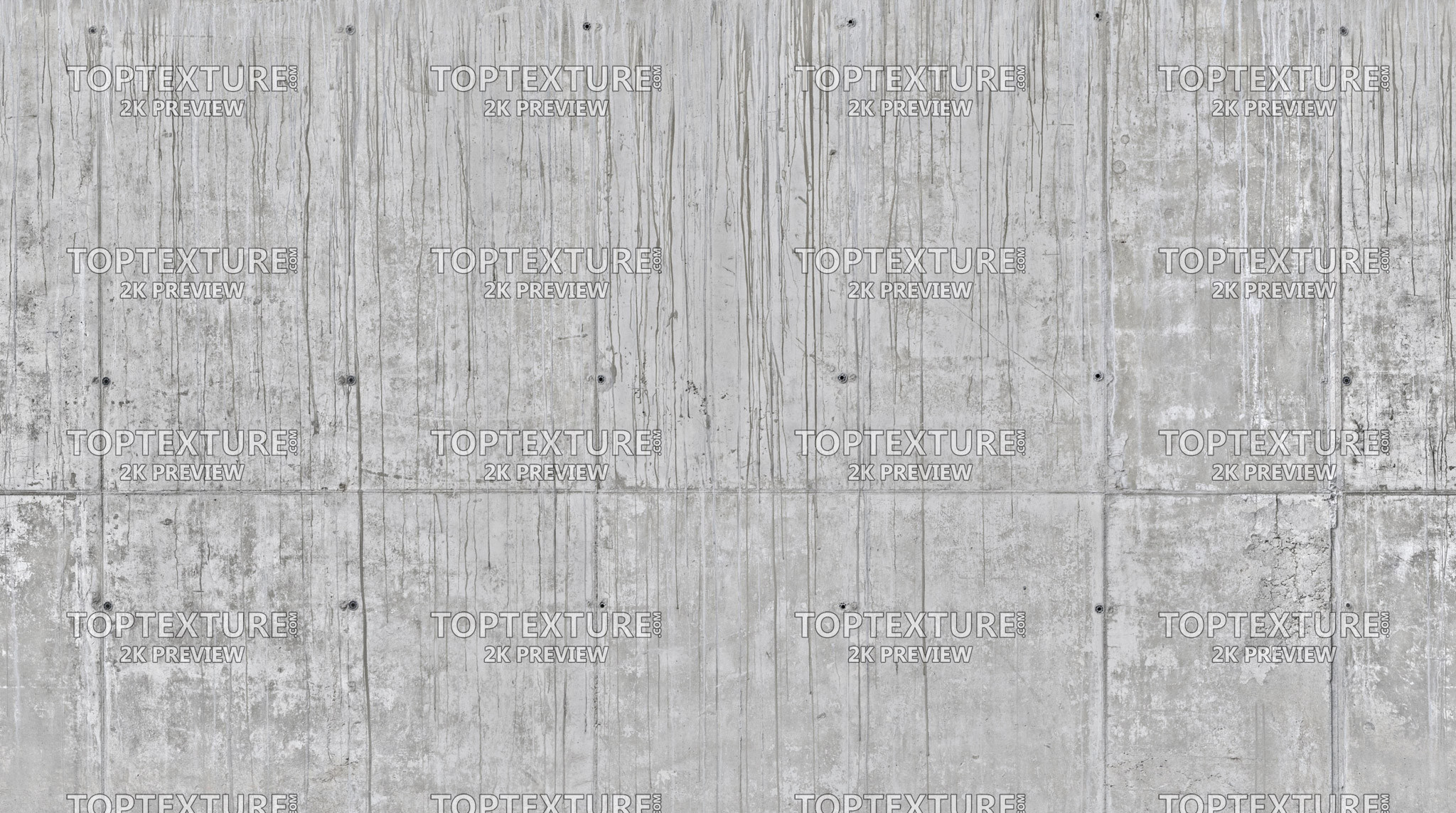 Dark Leaking Grunge on Light Concrete Wall Slab - Top Texture