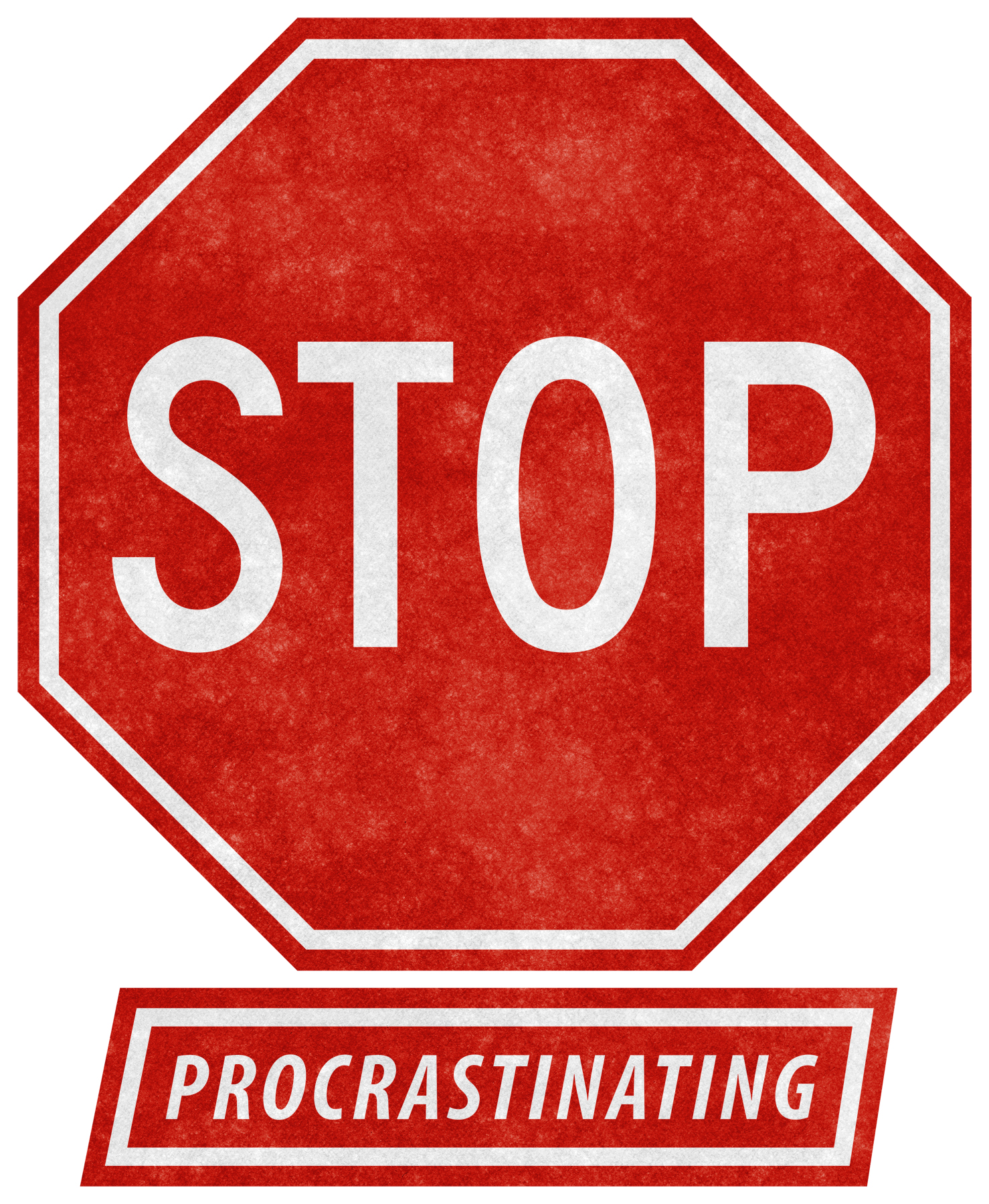 Grunge road sign - stop procrastinating photo