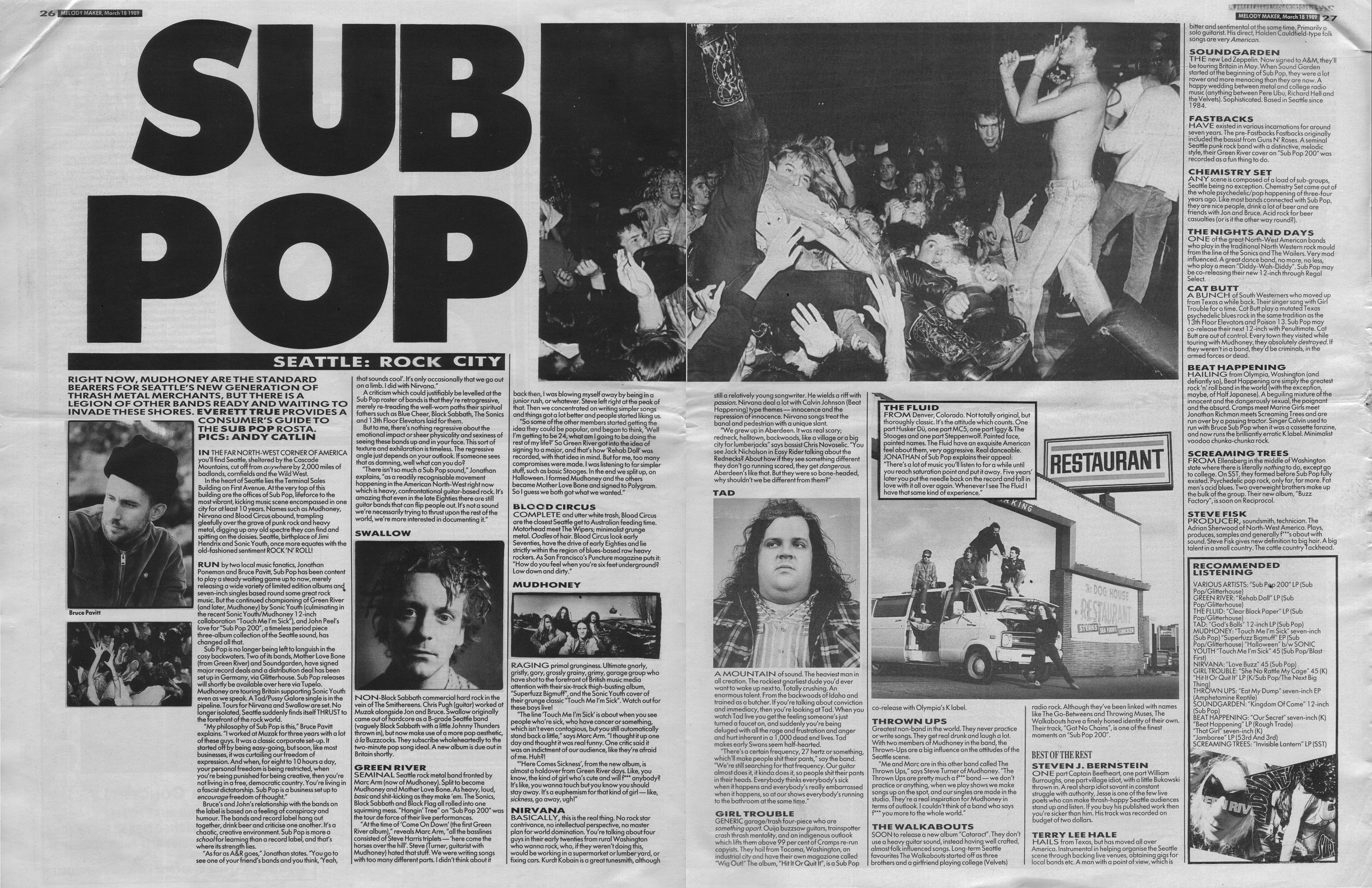 Everett True's guide to the Sub Pop scene, 18th March 1989 ...