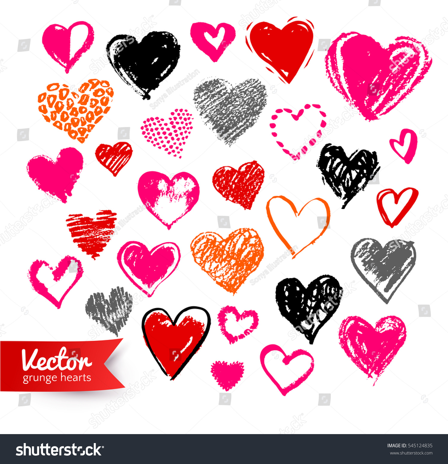 Vector Hand Drawn Collection Grunge Valentine Stock Vector 545124835 ...