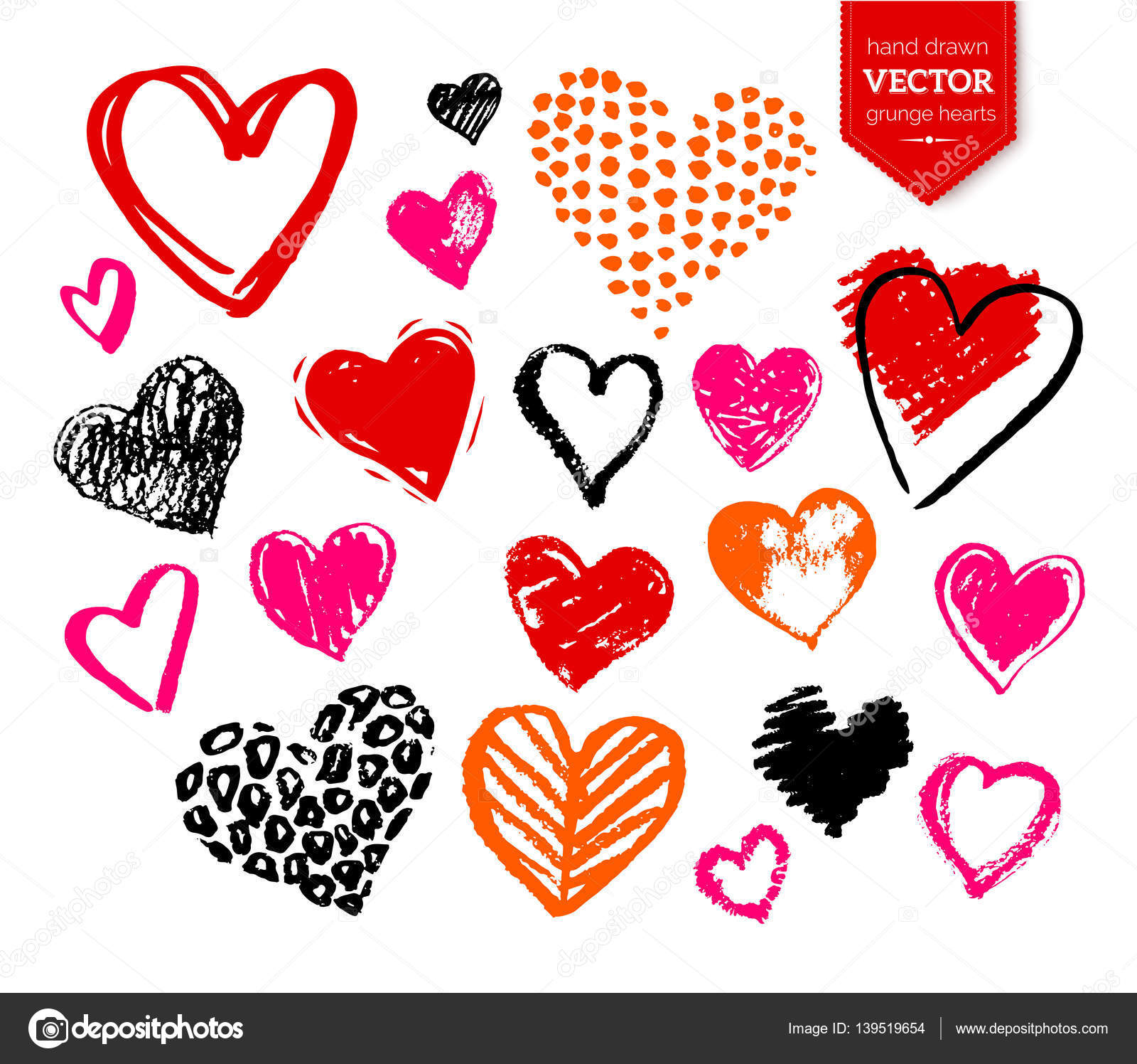 collection of grunge Valentine hearts — Stock Vector ...