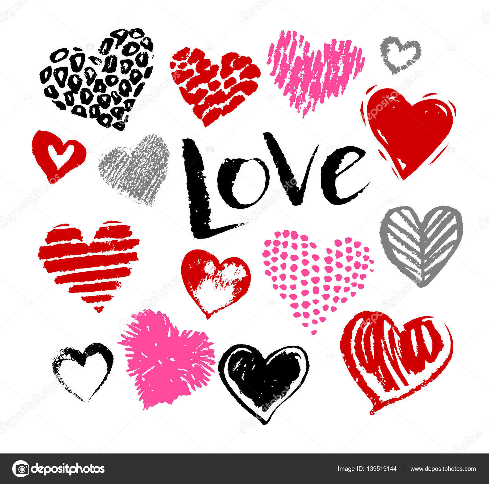Grunge Valentine hearts on white background — Stock Vector ...