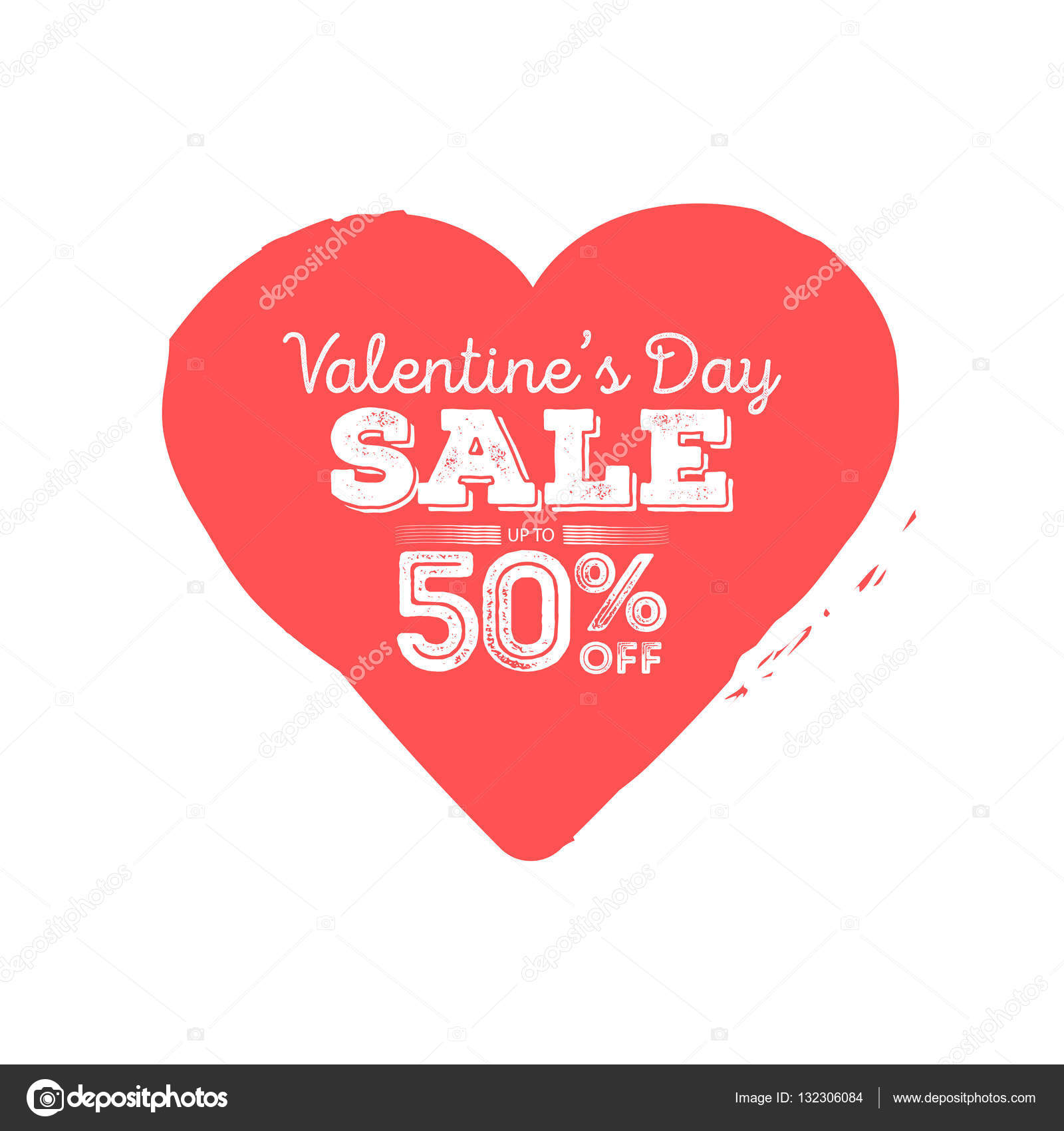 Valentines Day sale. Grungy heart with season discount. Creative ...
