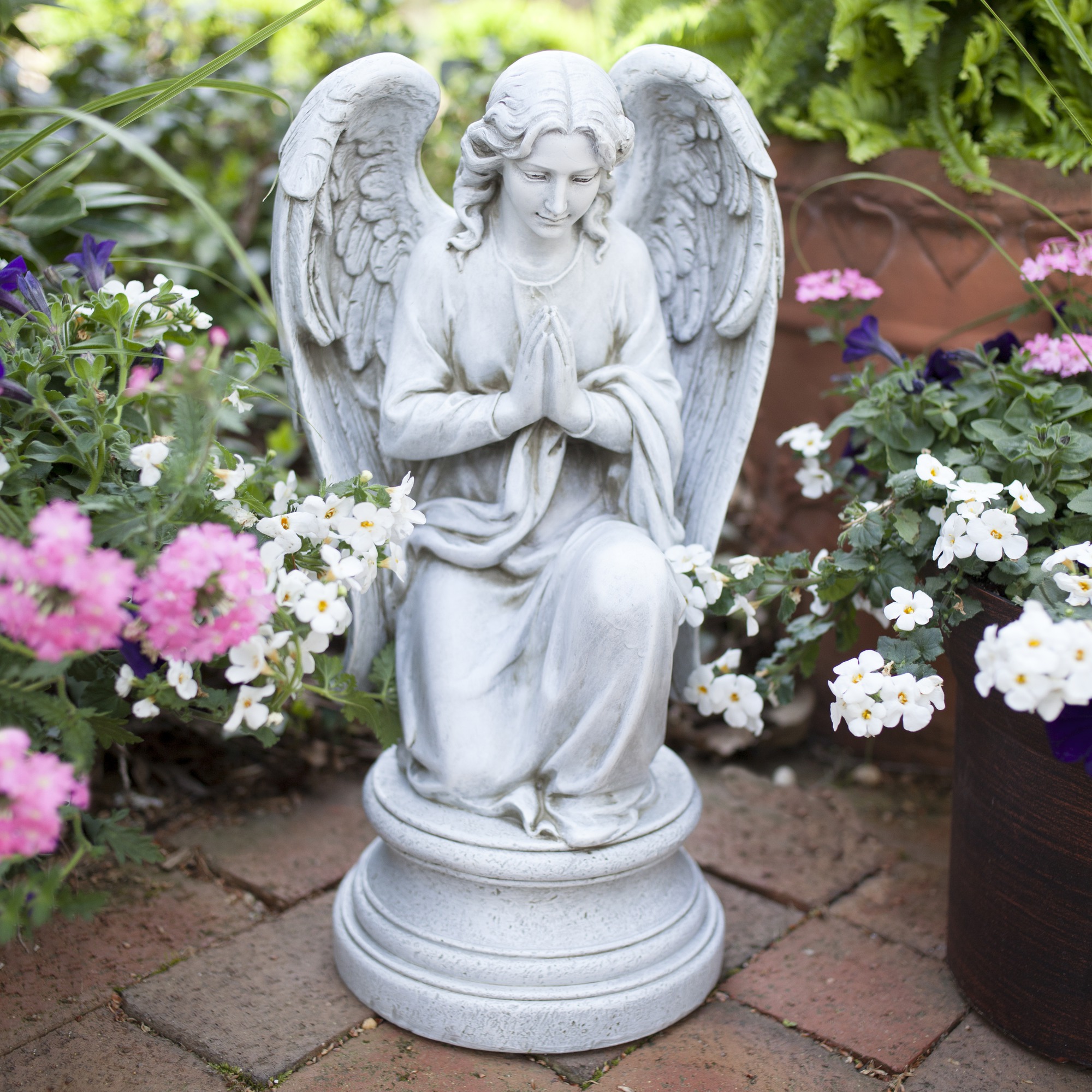 Kneeling/Praying Guardian Angel Outdoor Statue | The Catholic Company
