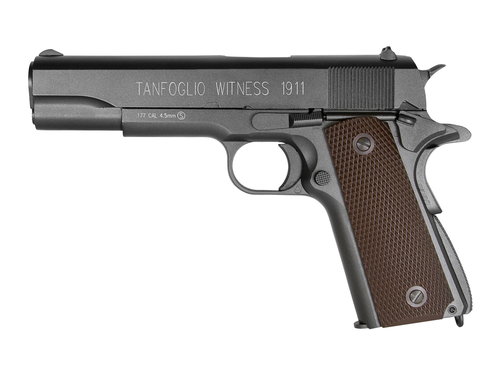 KWC Tanfoglio Witness 1911 CO2 BB Pistol, Brown Grips. Air guns